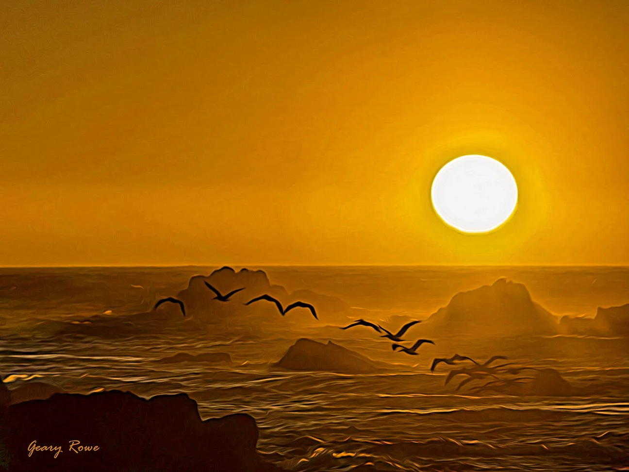 Sunset Pelicans Updated Painting 2026