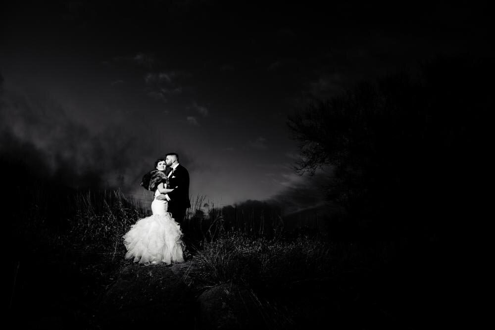  Bride and groom at sunset - Tapestry House winter wedding by Fort Collins wedding photographer, JMGant Photography 