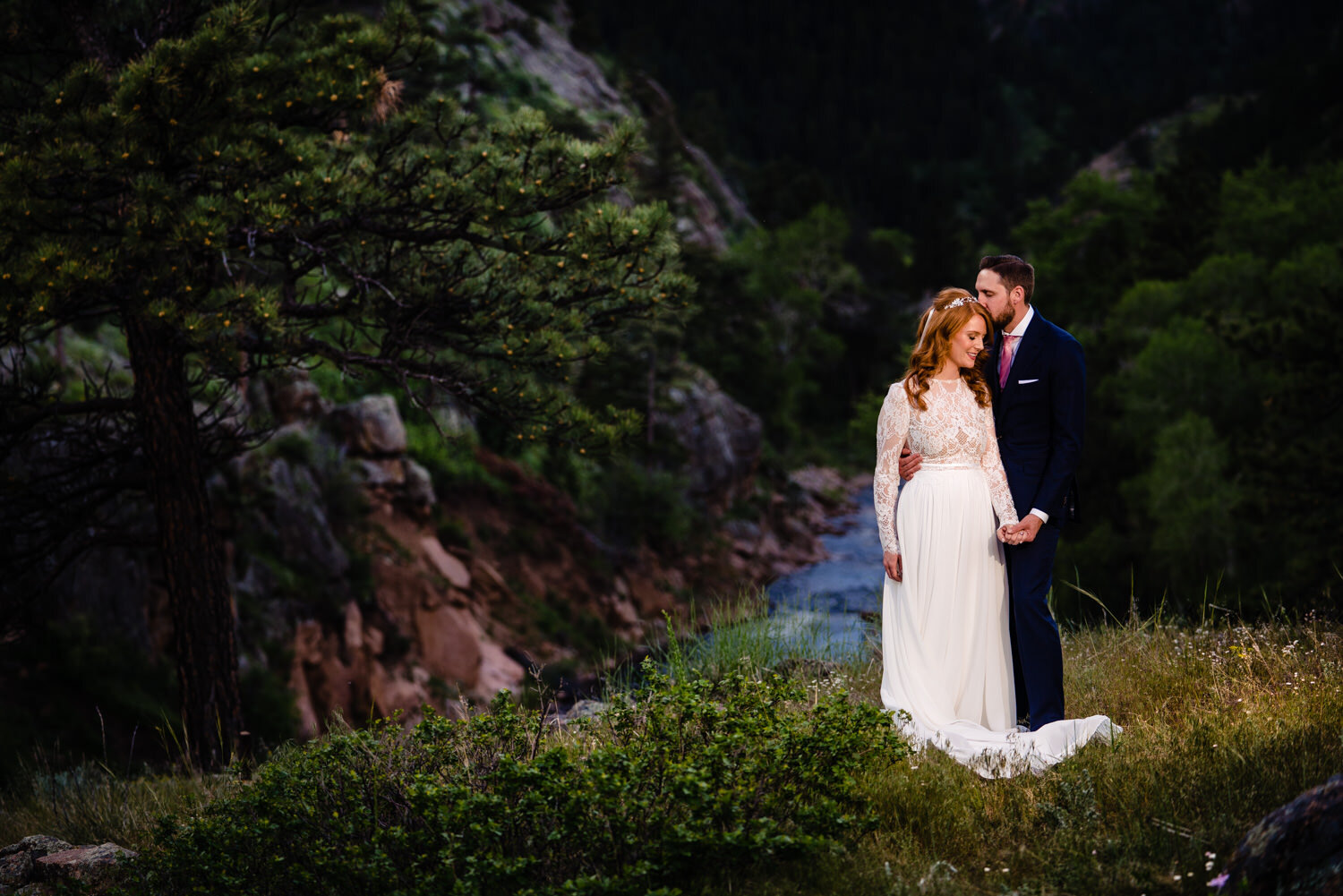  Lyons Colorado Wedding first look by Colorado wedding photographer, JMGant Photography. 