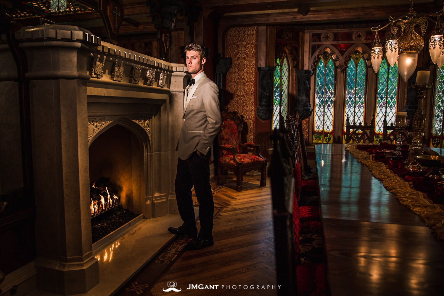  Denver Colorado Wedding | Groomals in front of fireplace | Colorado wedding photographer | © JMGant Photography | http://www.jmgantphotography.com/ 