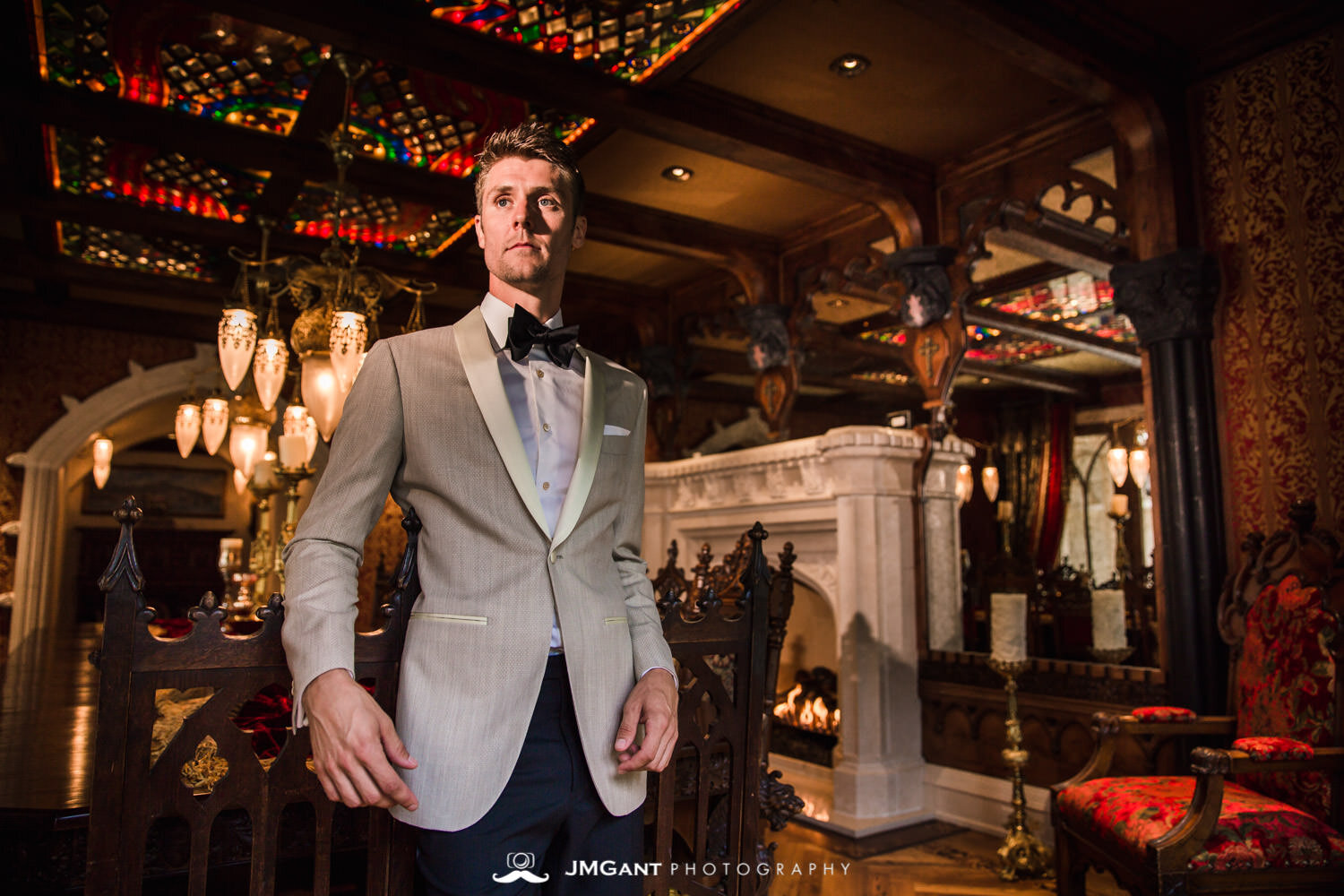  Denver Colorado Wedding | Groomals in front of fireplace | Colorado wedding photographer | © JMGant Photography | http://www.jmgantphotography.com/ 