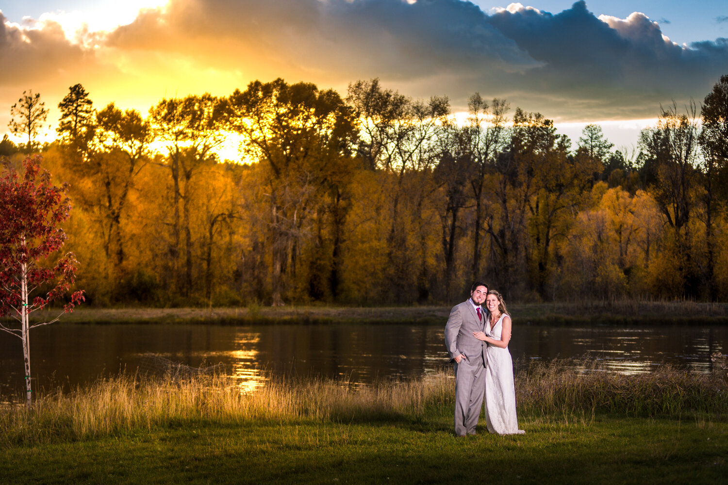  Fall sunset wedding by JMGant Photography. 