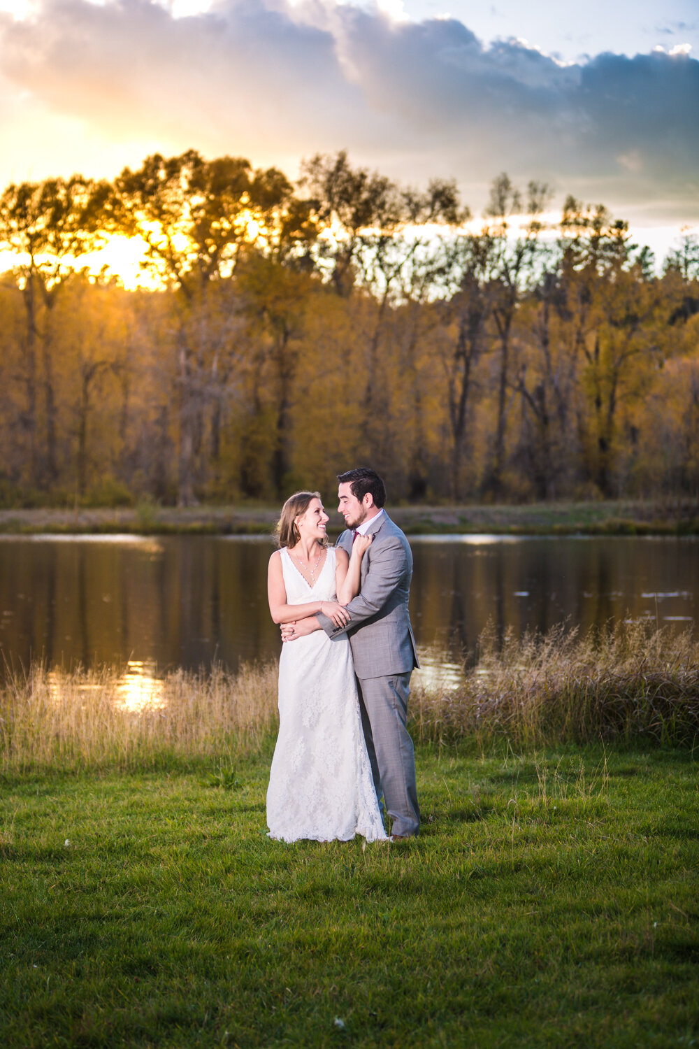  Fall sunset wedding by JMGant Photography. 