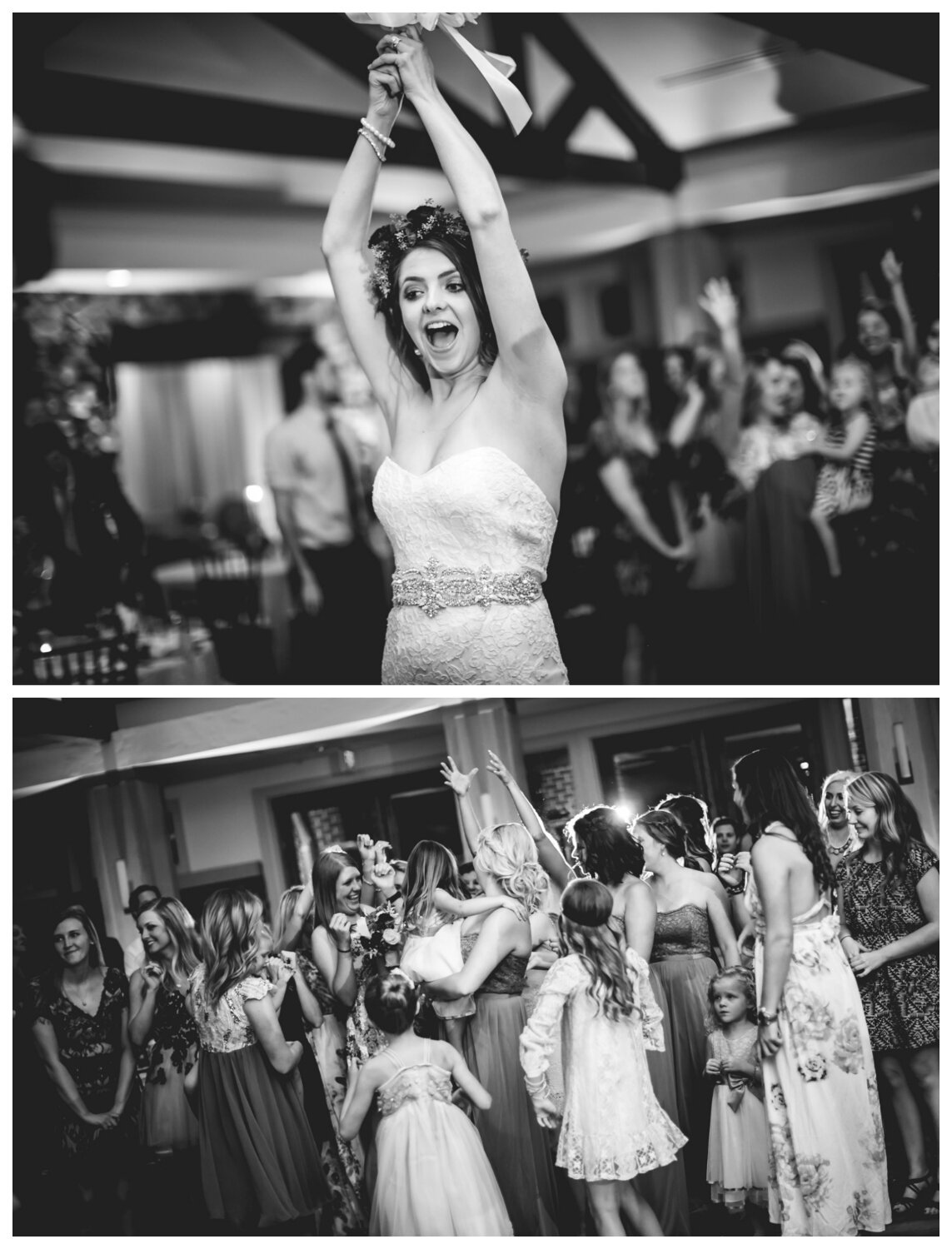  Bouquet toss at Highlands Ranch Mansion.&nbsp;  Photographed by JMGant Photography, Denver Colorado wedding photographer.&nbsp; 