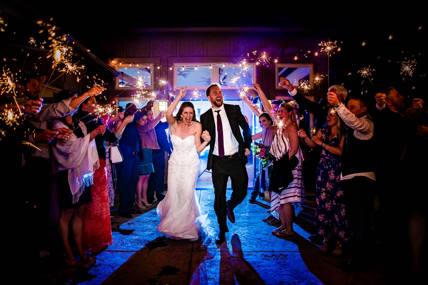  Taharra Mountain Lodge Wedding Photographer - Sparkler exit 