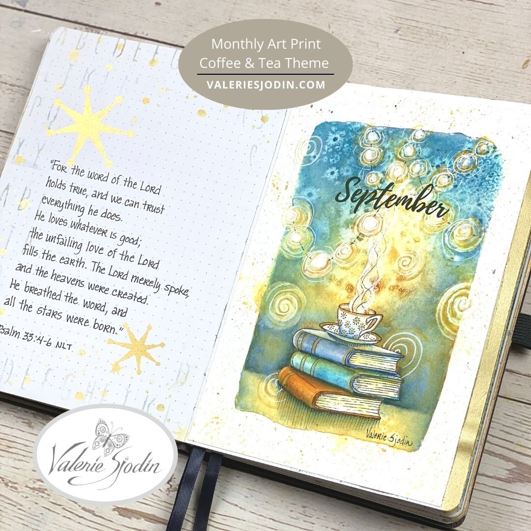 Coffee & Tea Theme 
monthly art journal cover - September