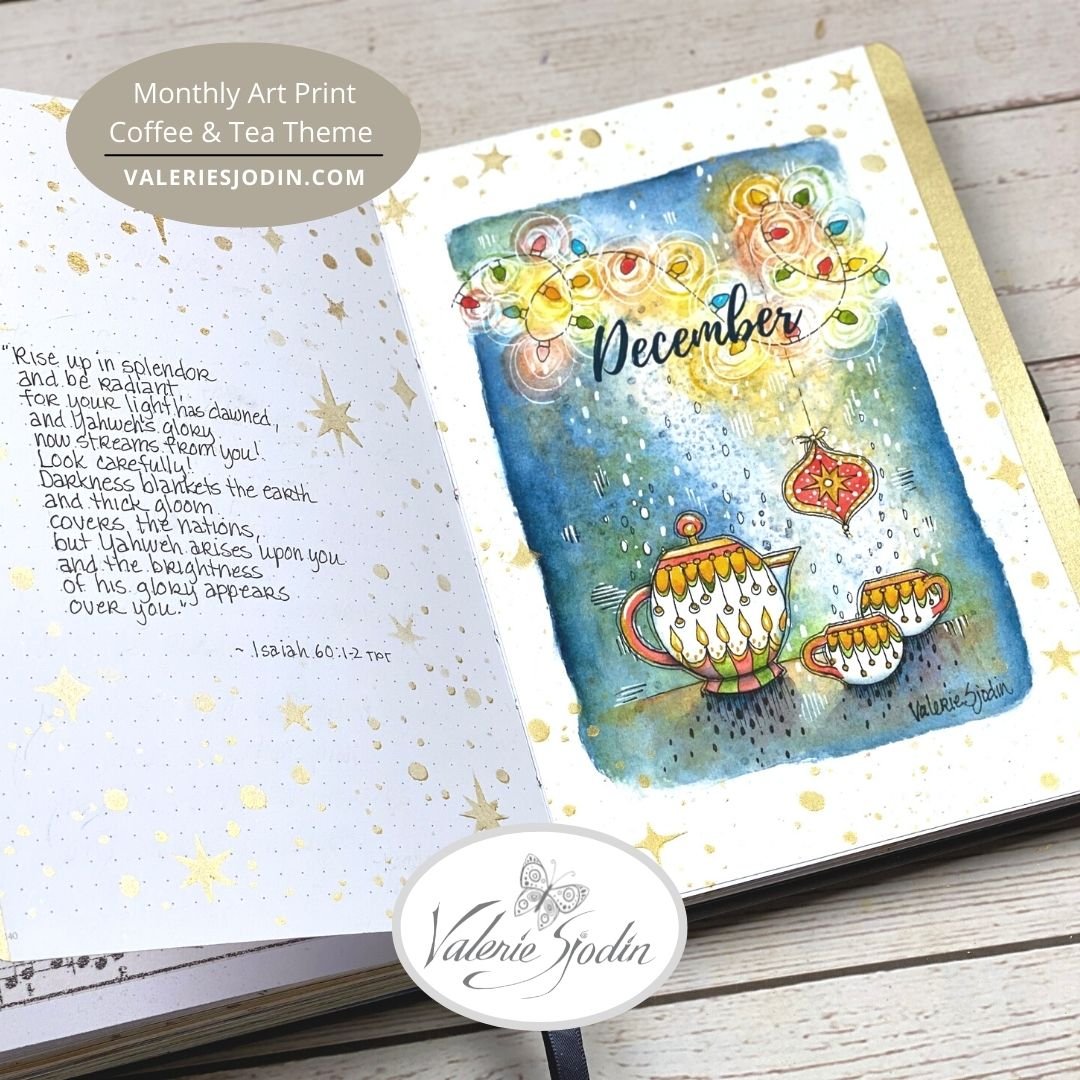 Coffee & Tea Theme 
monthly art journal cover - December