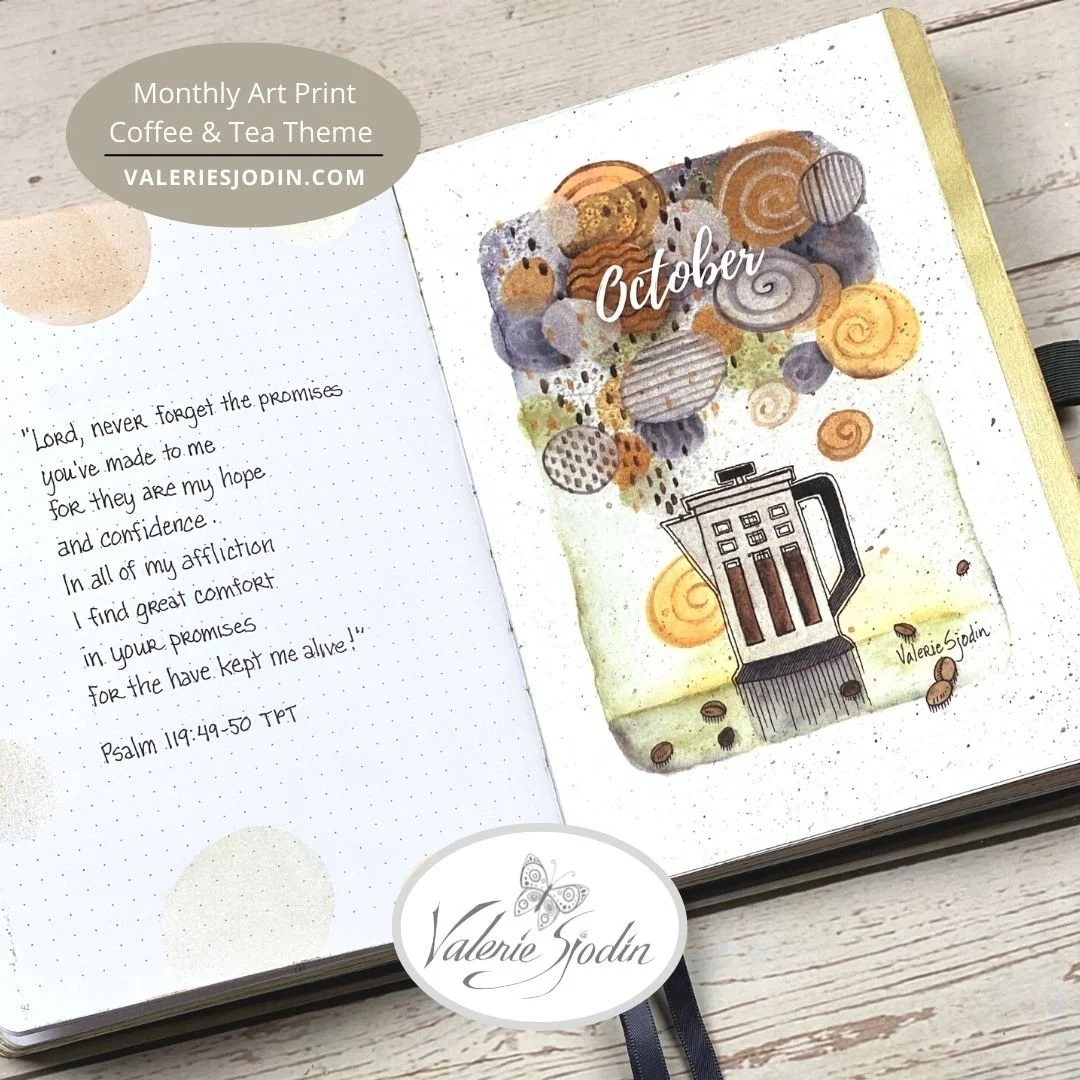 Coffee & Tea Theme 
monthly art journal cover - October