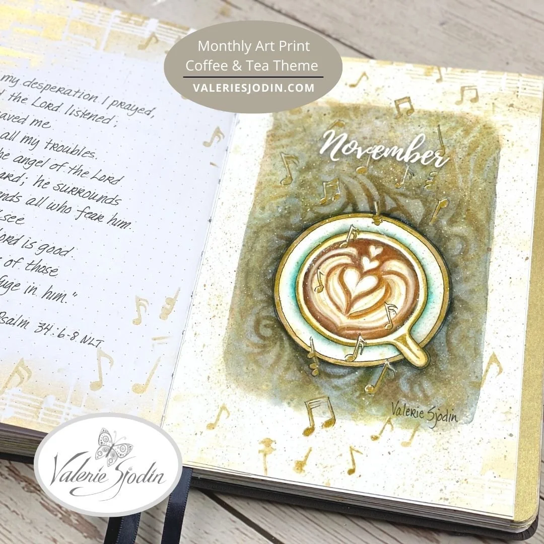 Coffee & Tea Theme 
monthly art journal cover - November