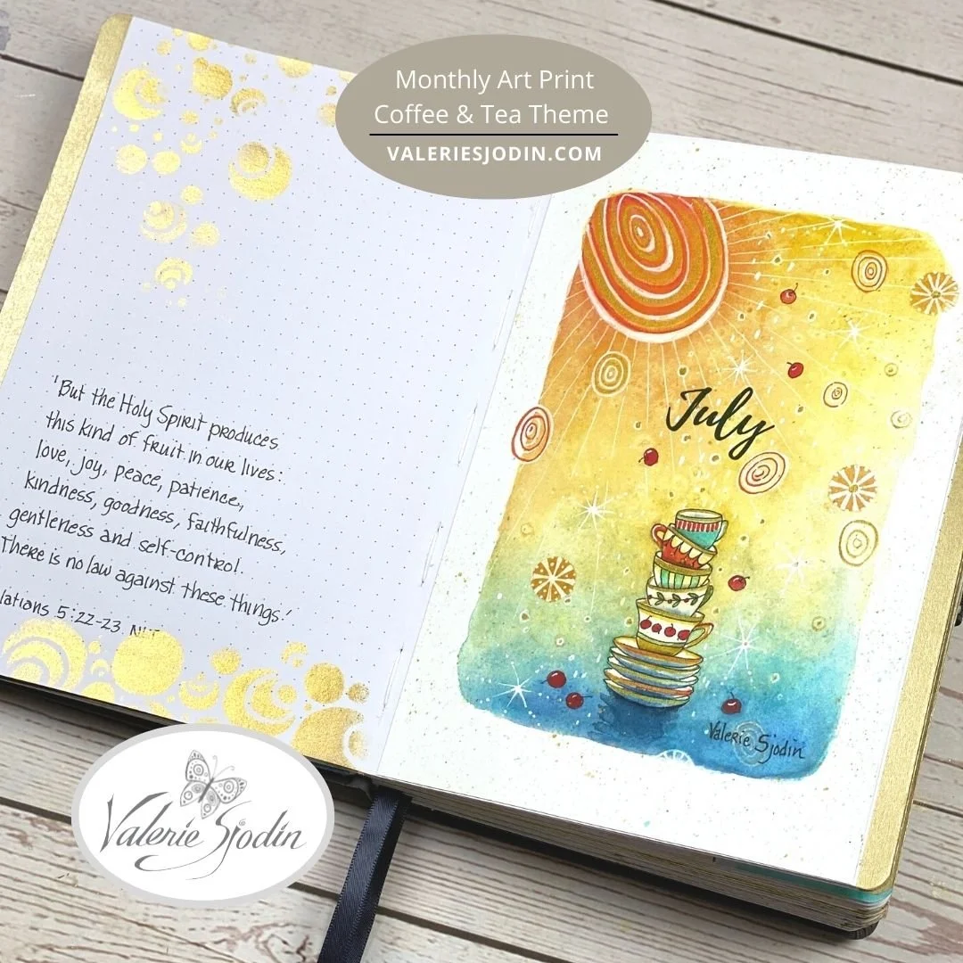 Coffee & Tea Theme 
monthly art journal cover - July