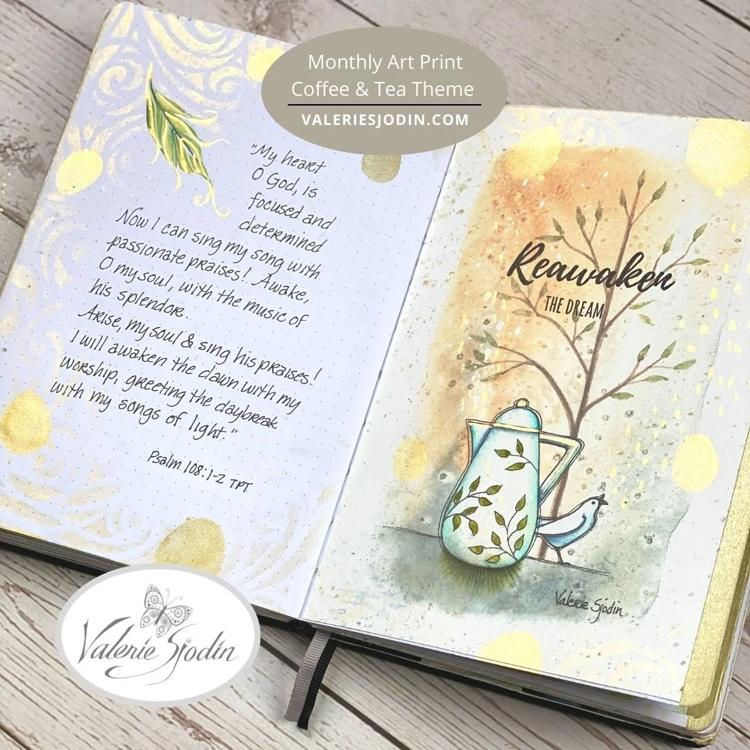 Coffee & Tea Theme 
monthly art journal cover - April