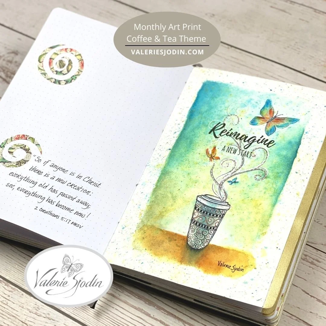 Coffee & Tea Theme 
monthly art journal cover - March