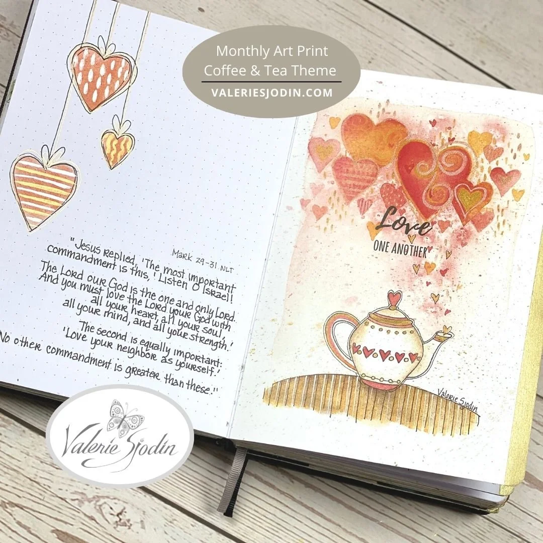 Coffee & Tea Theme 
monthly art journal cover - February