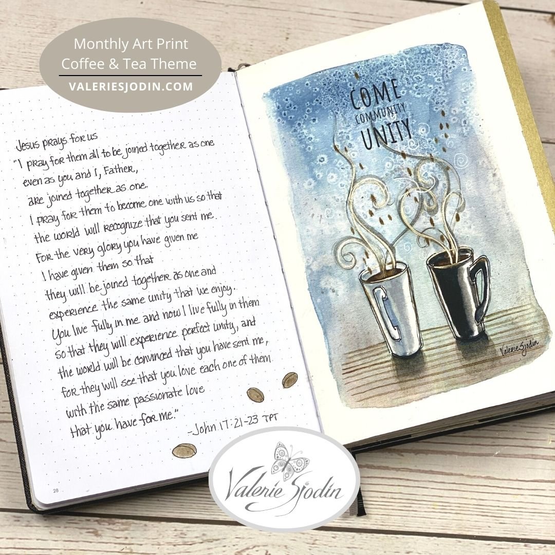 Coffee & Tea Theme 
monthly art journal cover - January