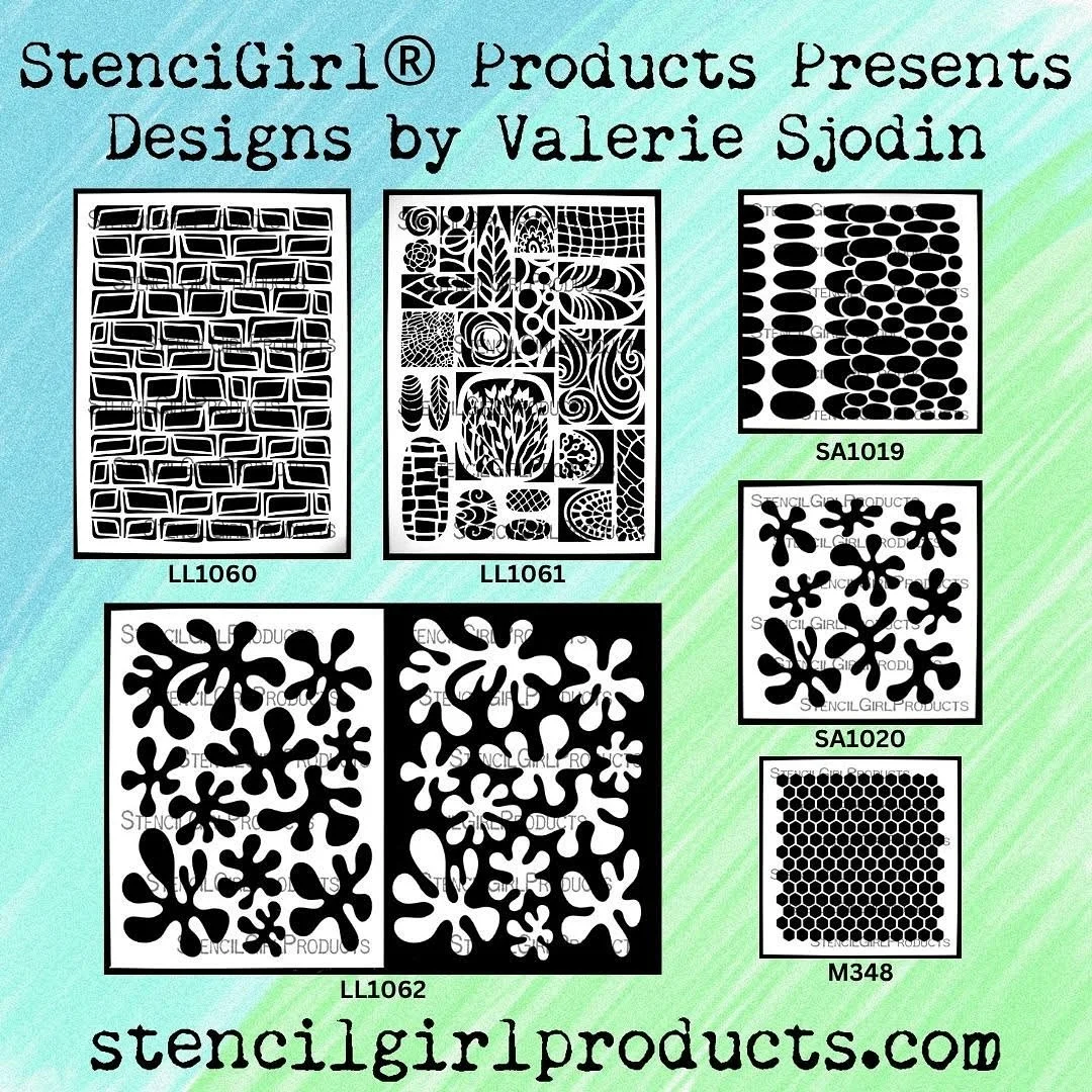 NEW Stencils are available at:
https://www.stencilgirlproducts.com/stencils-valerie-sjodin-s/2044.htm 

#MCM, #Mid-CenturyModern, #Mid-CenturyModernStencils, #StencilGirl, #StencilGirlProducts, #ValerieSjodinStencils, #honeycombstencil
