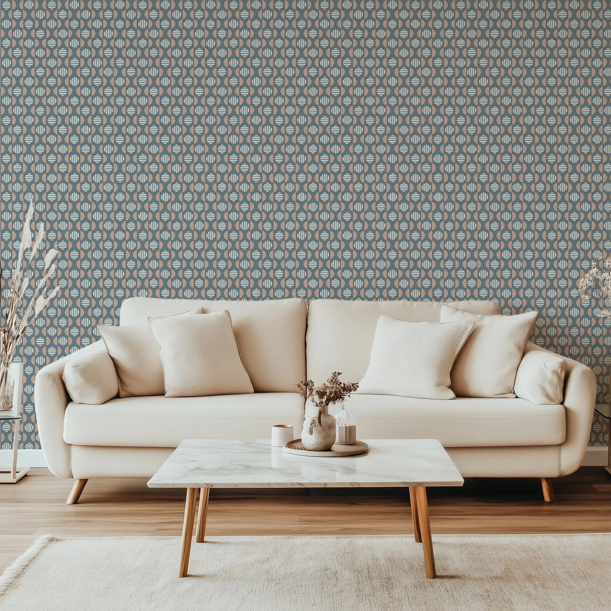 Circled flow wallpaper-denim-light rose-cream-Valerie Sjodin©2025.jpg