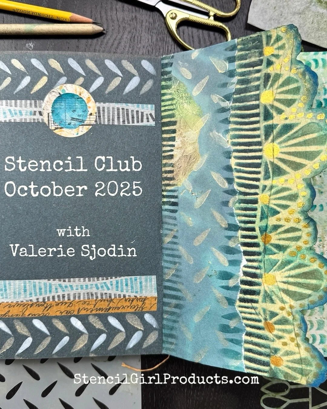 Sign-up October 1-15 and receive discounts on stencils at:
https://www.stencilgirlproducts.com/stencil-club-s/1850.htm 

Video Tutorial and PDF included with club subscription of 
10 Ways to Transform Your Journal with Stencils

To see all my stencil