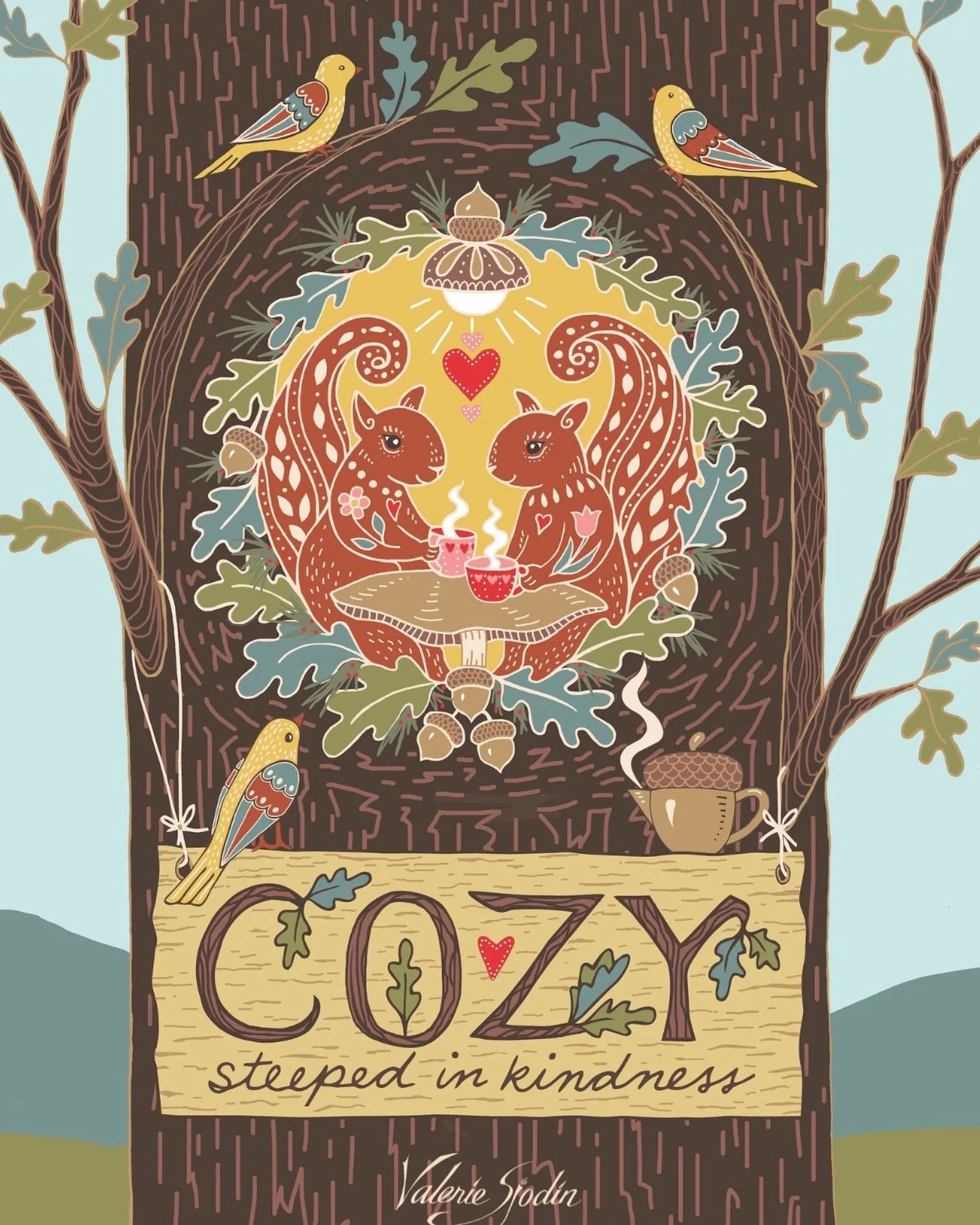 Excited to join Jehane_ltd Golden Thread challenge this past week, and the current theme of squirrels!

My inspiration for this piece came from my granddaughters and squirrels.

There are two squirrels who visit our yard every day and live in the tre