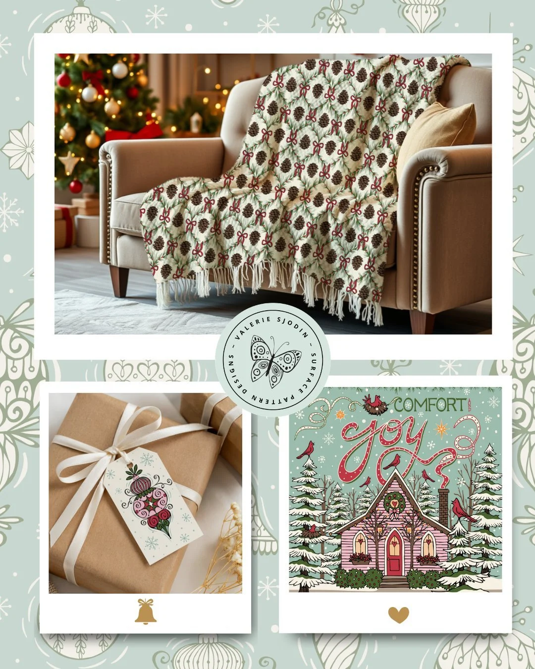 Happy Early Christmas! I am seeking art licensing opportunities and connections. 

Here are some mockups of designs made for products. 

For those of you who aren't familiar with mockups, they are product photos that allow you to upload your design a