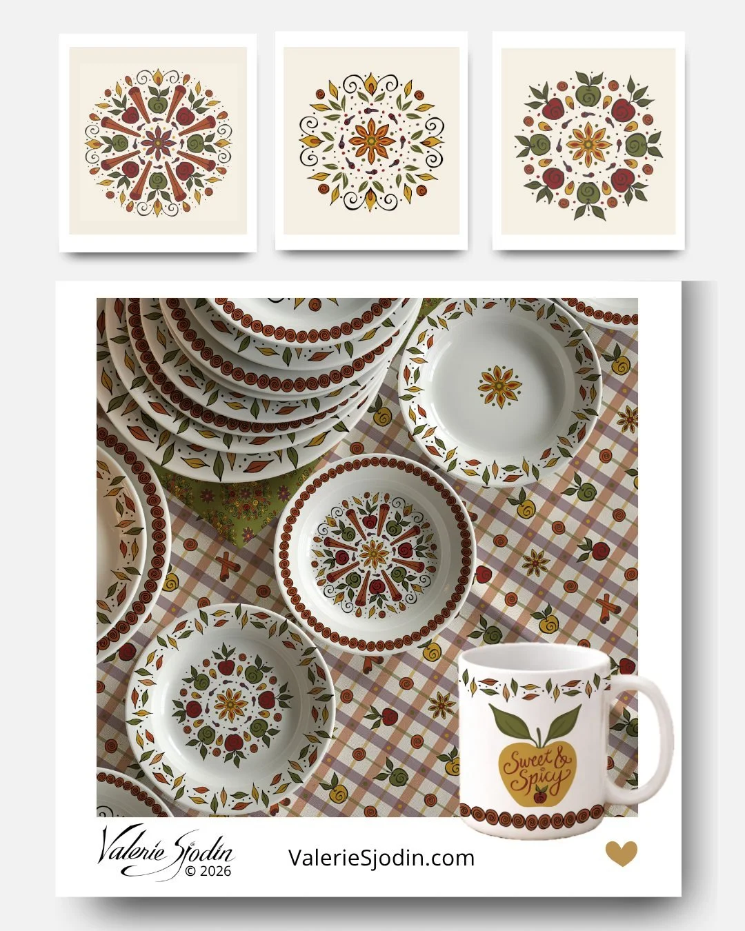 Apples are my favorite fruit and Apple Crisp my favorite dessert. Drawing mandalas is another favorite... Tis the season...

#FallArt #AutumnArt #SurfaceDesign #SpicedAppleDesign