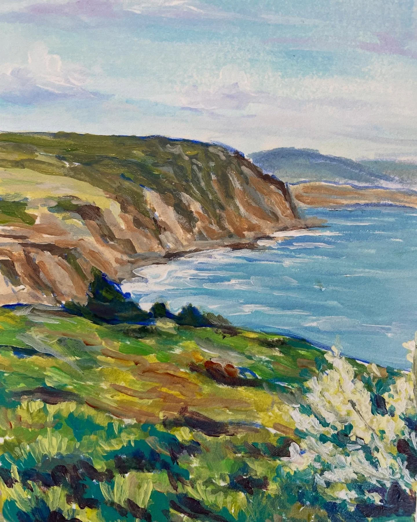 Acrylic on paper. 
Cliff diving anyone?