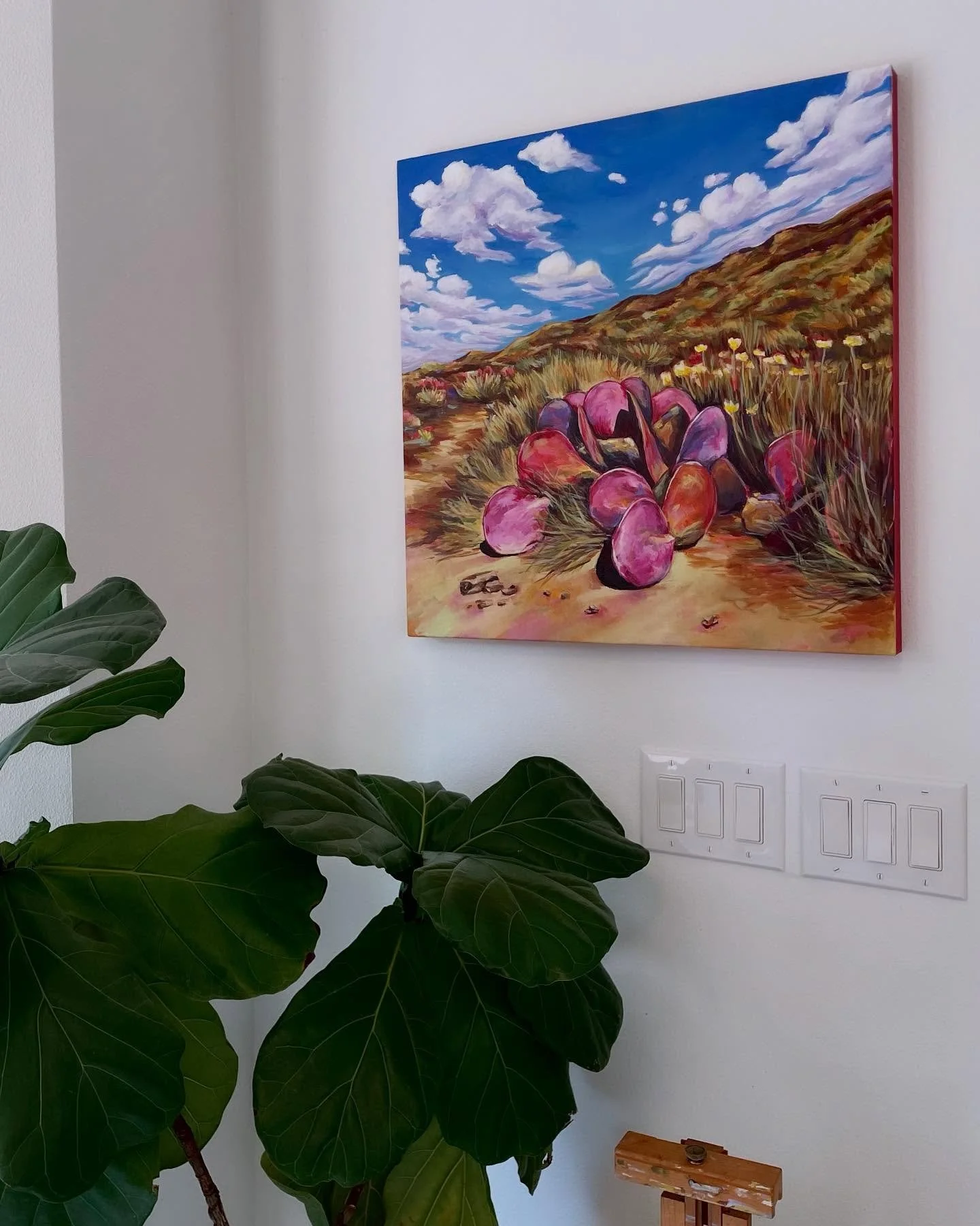 Ever wondered what to do with that weird corner wall that&rsquo;s super narrow and has those glaring light switches? 

Hang a great piece of art there! One that seems almost too big for the small space. It&rsquo;s eye catching and nobody&rsquo;s goin