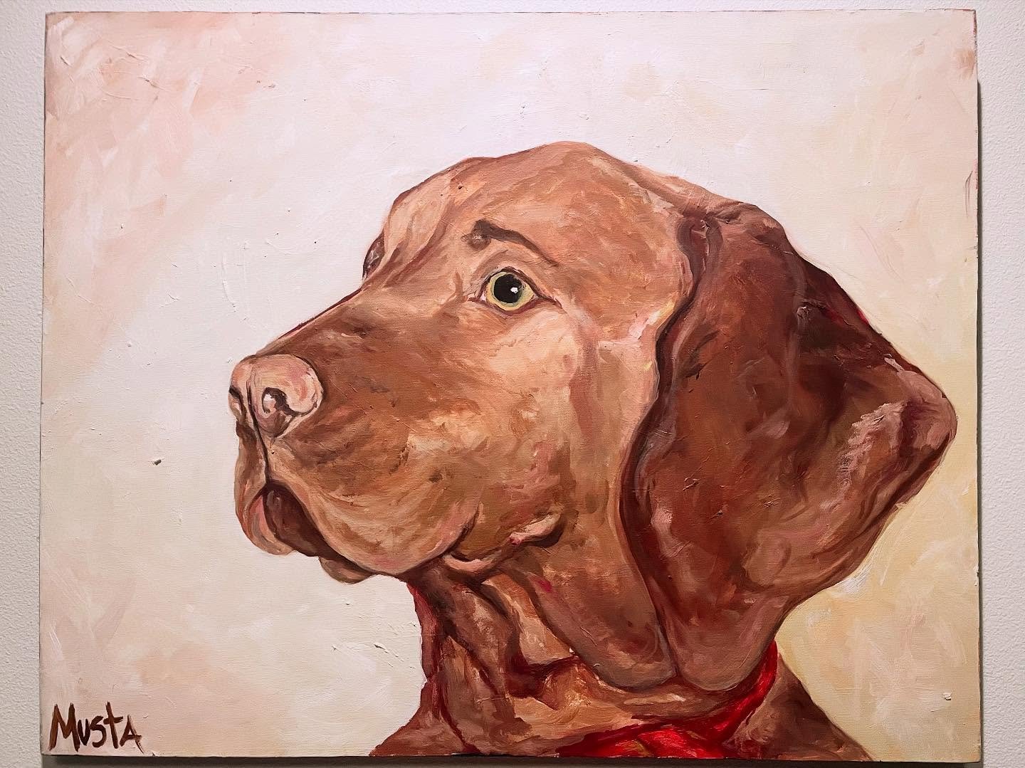I believe the dogs we love should be honored as we have done in classical portraiture for centuries.

This is Roxy. She looks upon my family every day. She hangs in our breakfast nook staring our chaotic life reminding me of the peaceful love she alw