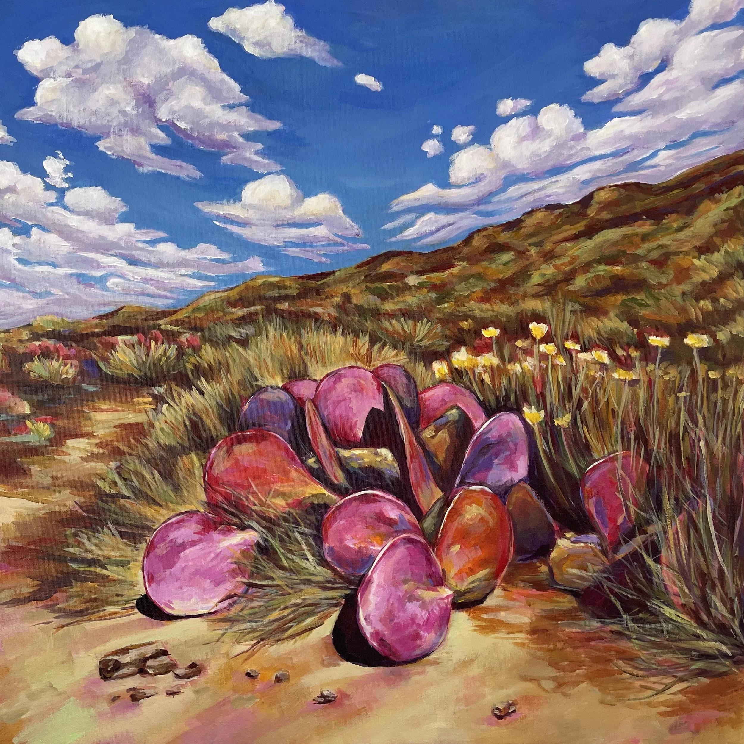 "Red Cacti" Acrylic on canvas. 24"x24" SOLD