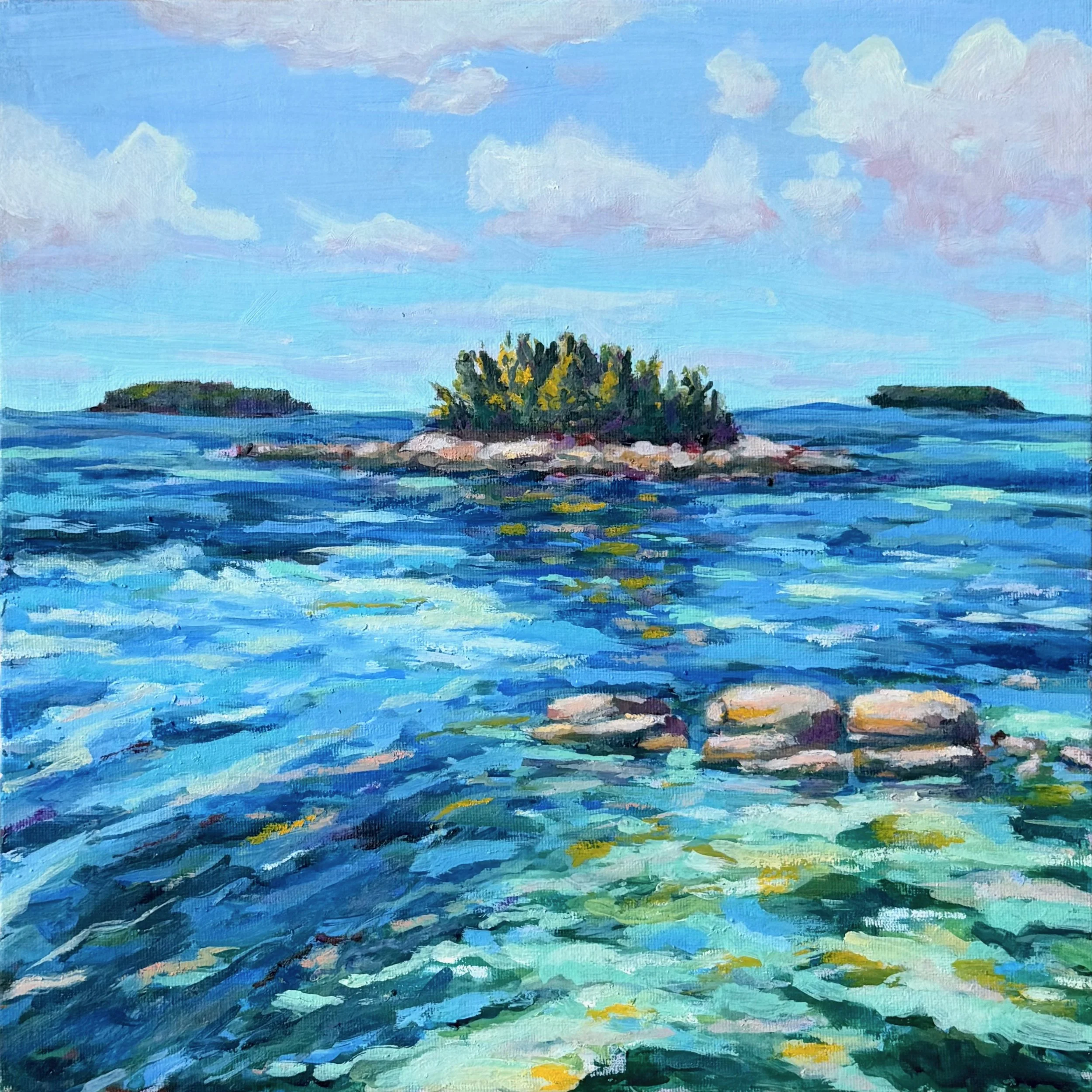 "The Little Island" Oil and oil pastel on canvas panel. 8" x 8"