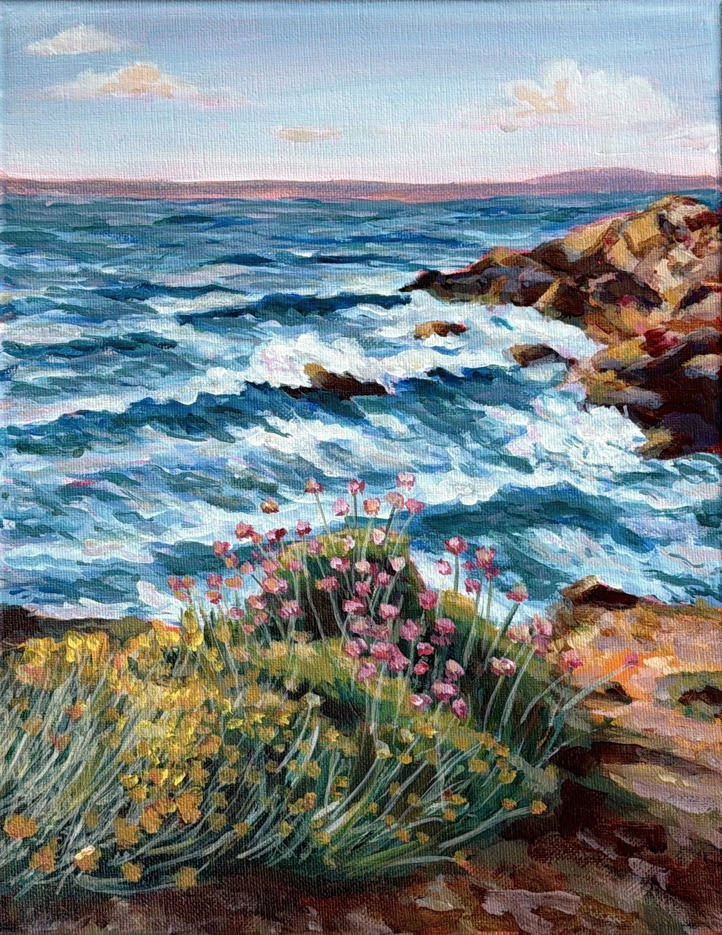 "He Leads Me By The Sea" Acrylic painting on canvas, 2026. 11x14 inches
