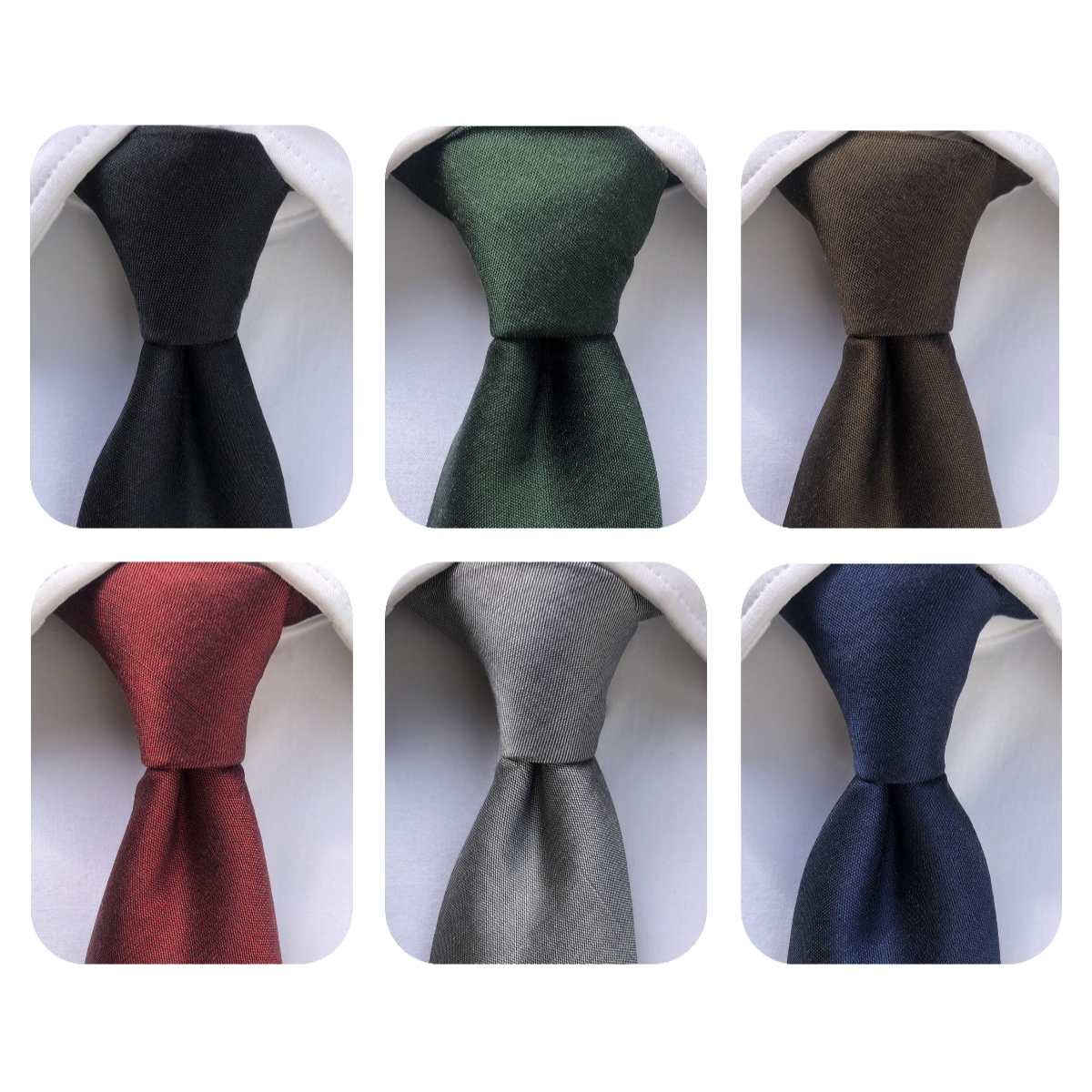 Tieland Siamese Silk The Essential 6 Solid Necktie Set Tied
