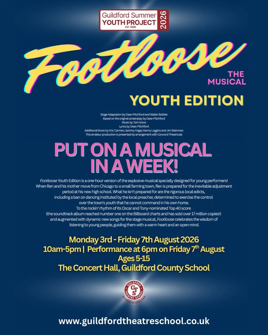 💙 Between 5 and 15 years old? 💙 
🩵 A passion for dance, drama and singing? 🩵 
⭐️ Join our one week Guildford Summer Youth Project 2026 and put on a show! ⭐️ 

Since 2008, yes for 18 years (!) we have been producing high quality holiday workshops 