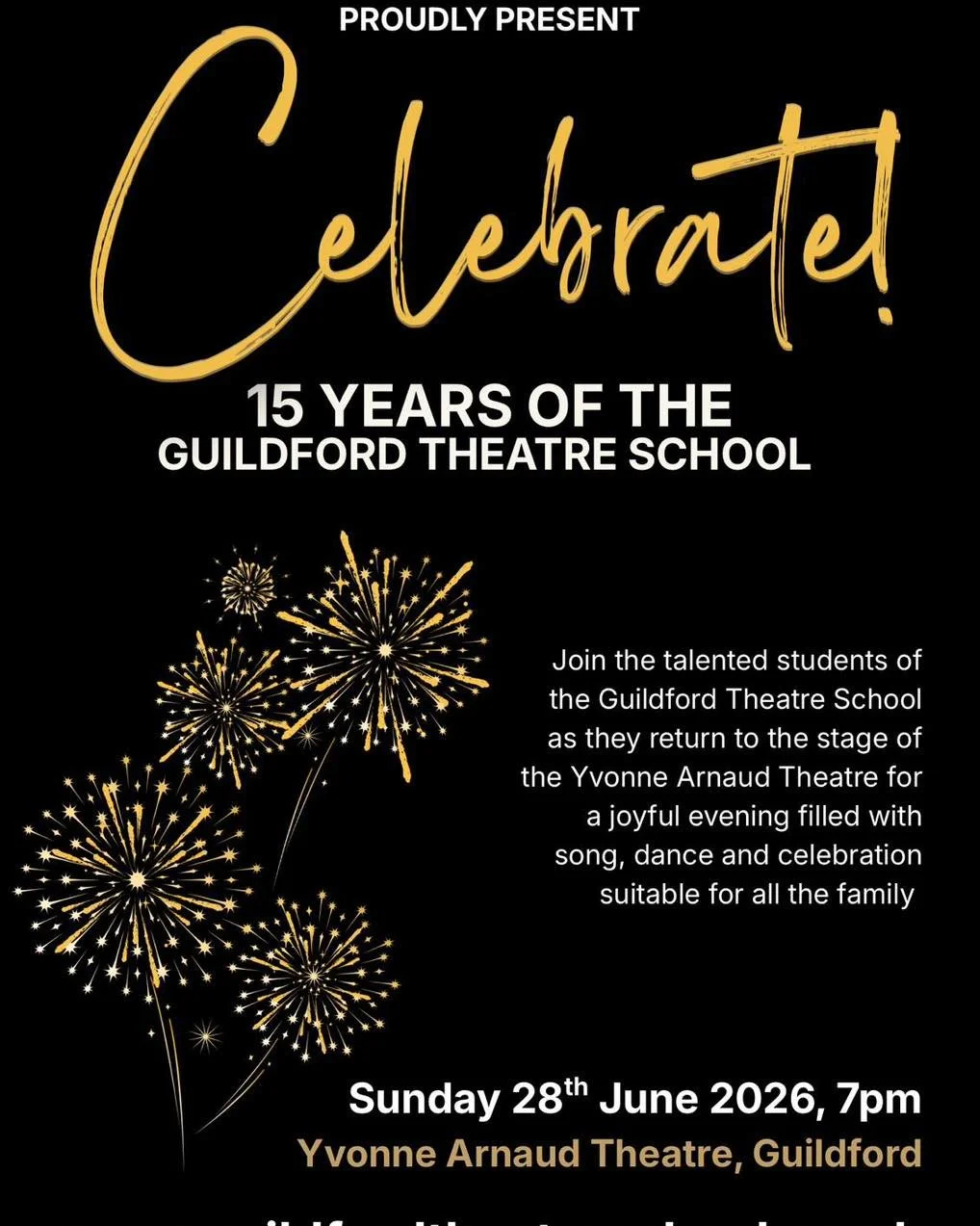 Box office is now open for our summer showcase for our brilliant Ballet, Jazz, Musical Theatre Singing and Tap dance students.  This year our students will be performing in &lsquo;Celebrate&rsquo;, a joyful evening marking 15 years of GTS at the Yvon