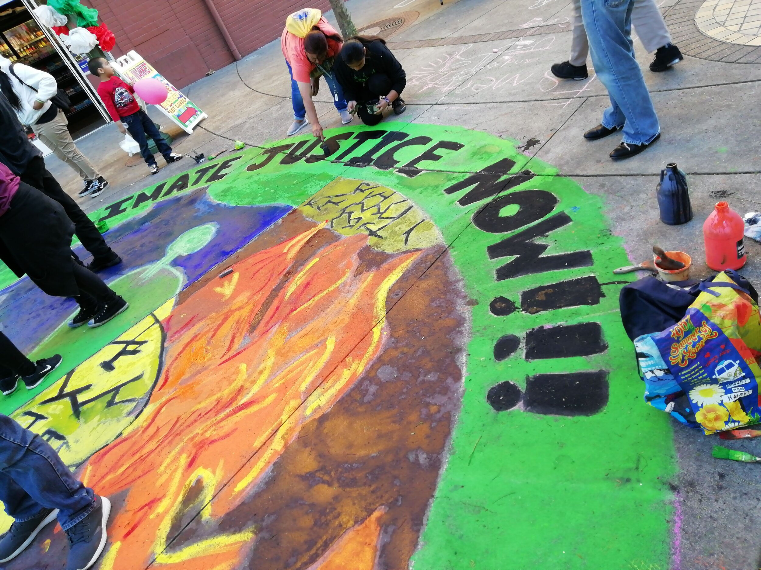 Street painting in a block party organized by Youth vs. Apocalypse