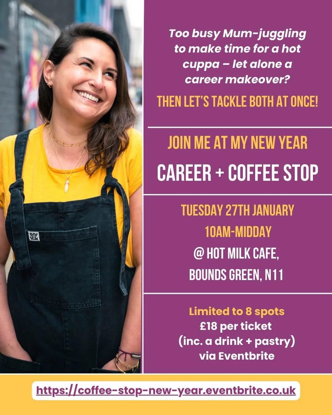 Craving space to figure out your next career move? 😵&zwj;💫

Then join my New Year ☕️Career + Coffee Stop☕️
 A relaxed, supportive in-person North London gathering for Mums ready to pause the juggle, reclaim some space + find clarity about what&rsqu
