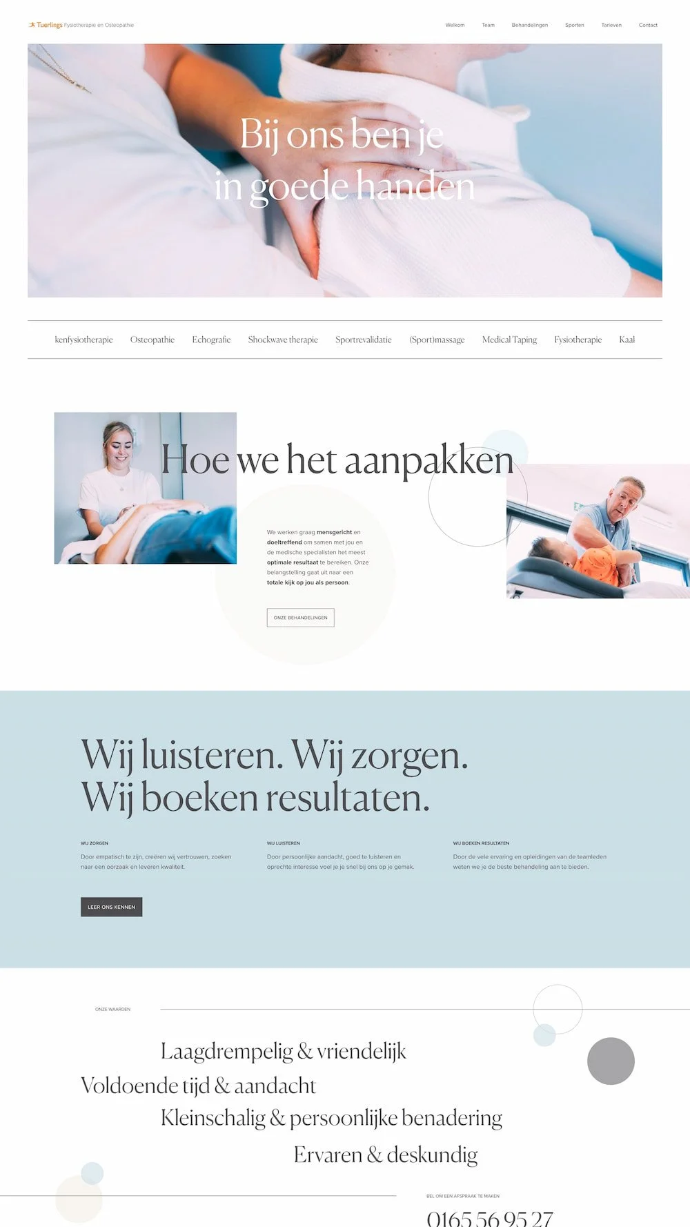 Squarespace webdesign voor fysiotherapie en osteopathie praktijk Tuerlings