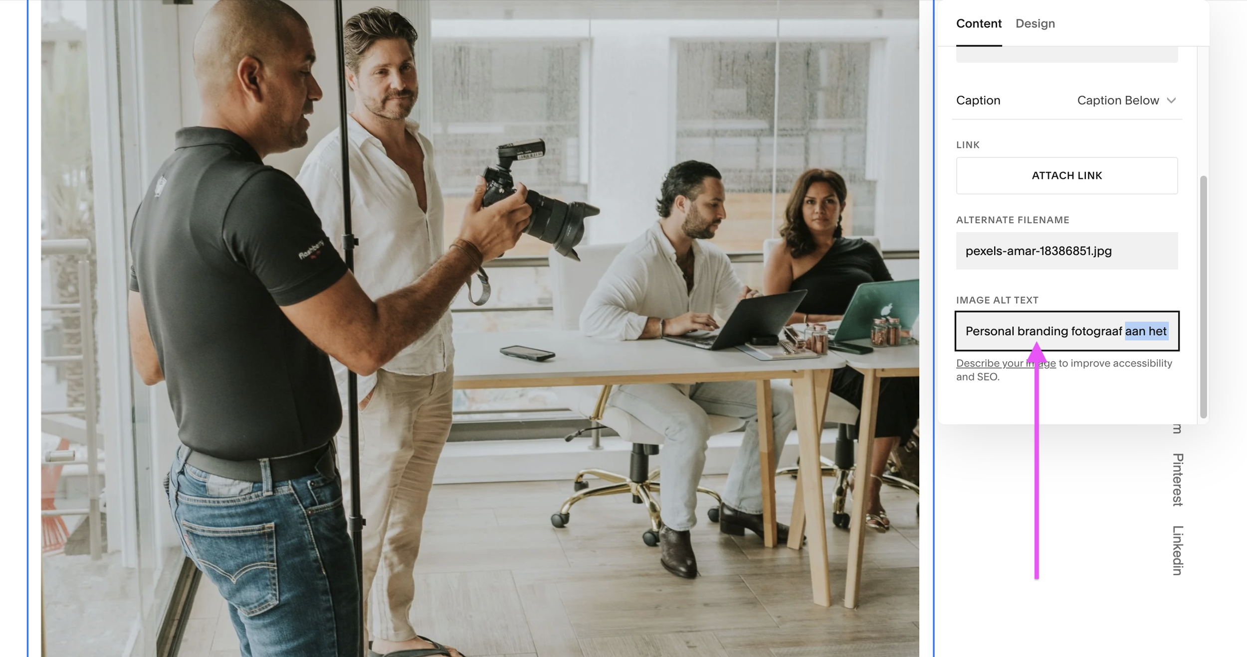 Alt tekst invullen in Squarespace voor betere vindbaarheid in Google en AI zoekmachines zoals ChatGPT, Claude, Gemini