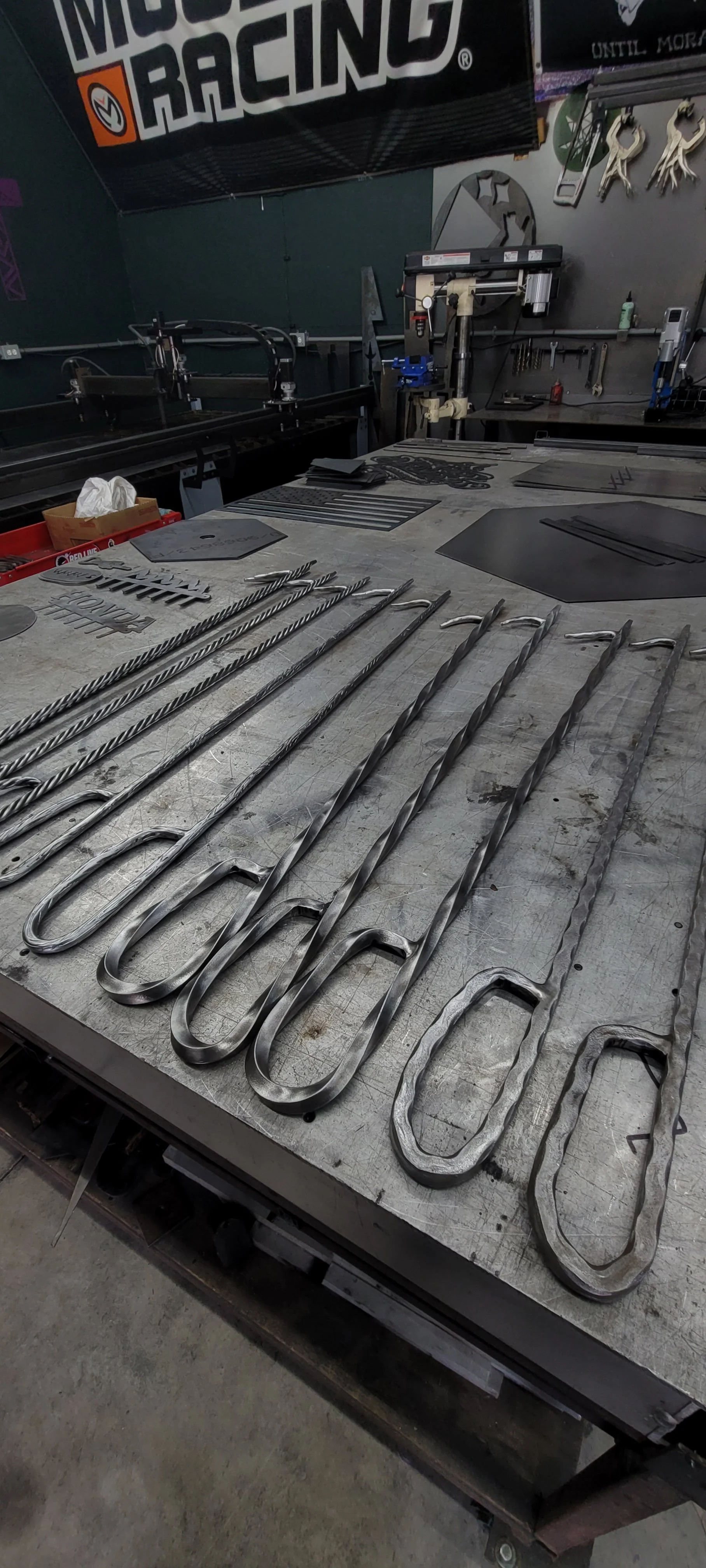 Handcrafted steel fire pokers made by Turn 2 Customz in Tellico Plains TN