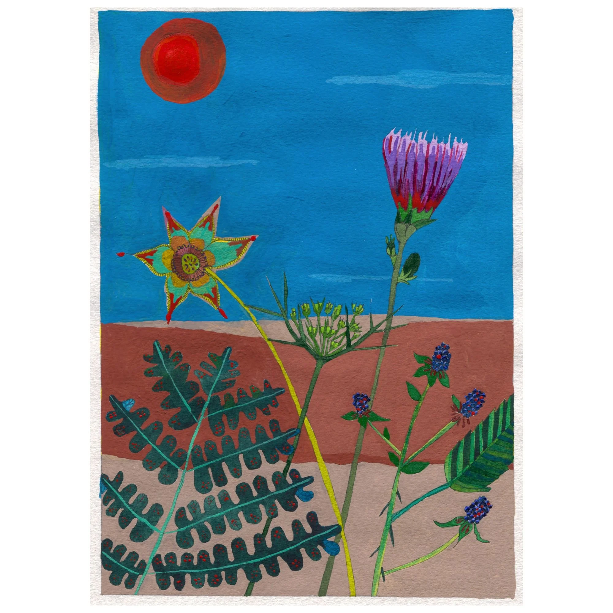 Title:  Novel Botanical 8 (2024)
Dimensions: 8 x 10 in.
Medium: Watercolor, gouache and ink on paper