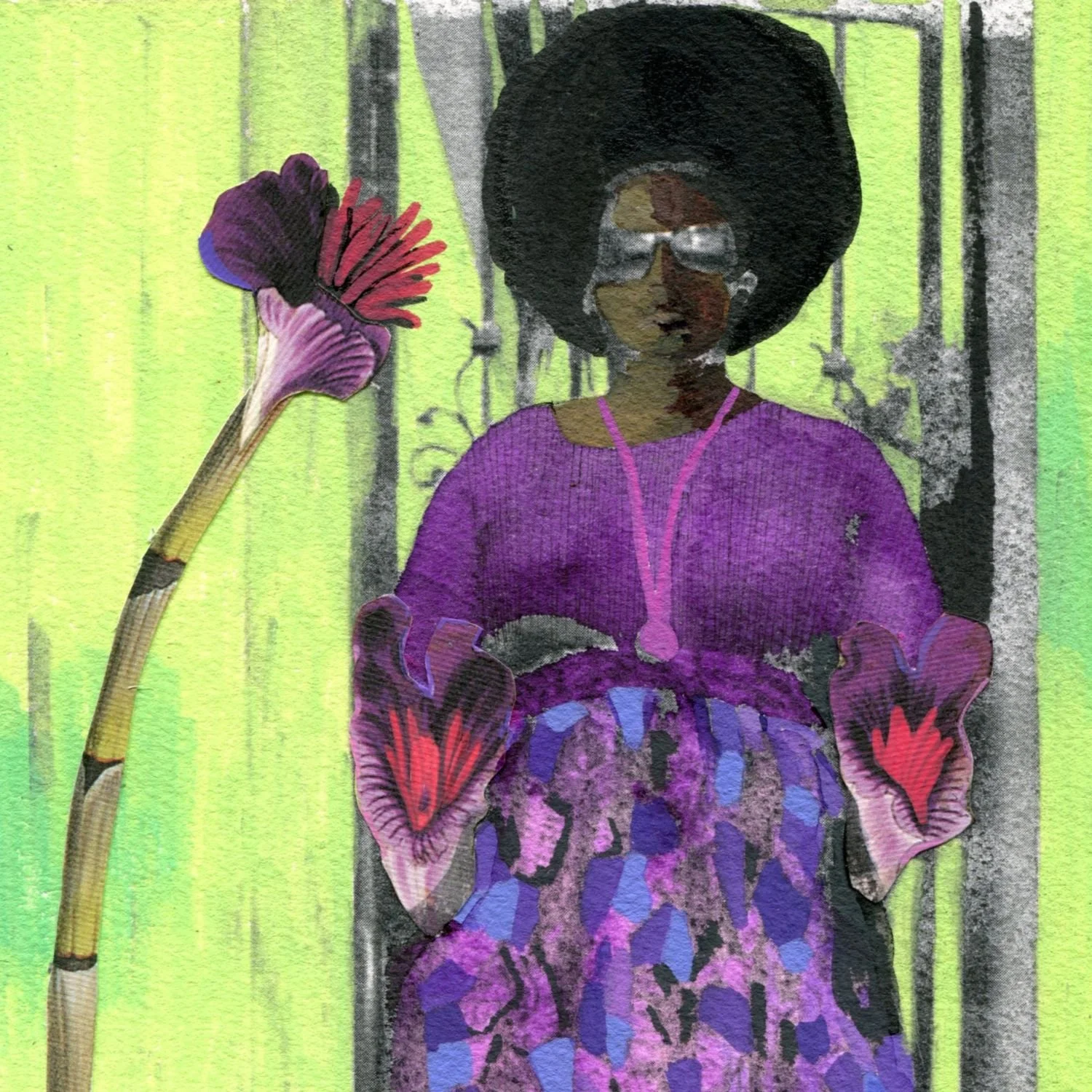 Title: The Befriender (2025) Dimensions: 5.75 x 9.75 in. Medium: Mixed media on paper.