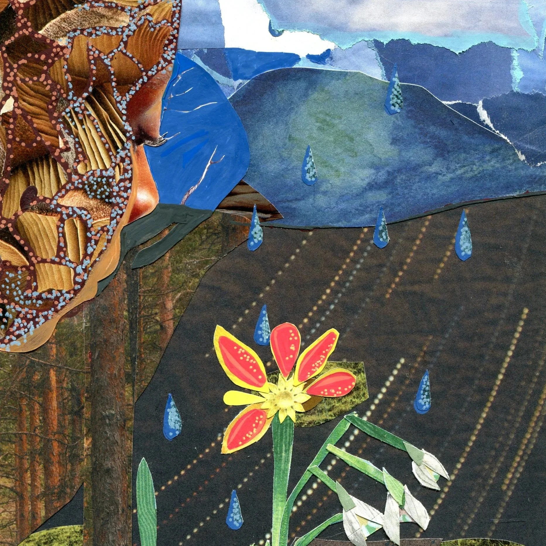 Title: Awaiting Spring (2026) 
Dimensions: 5.75 x 9.75 in. 
Medium: Mixed media collage on paper.