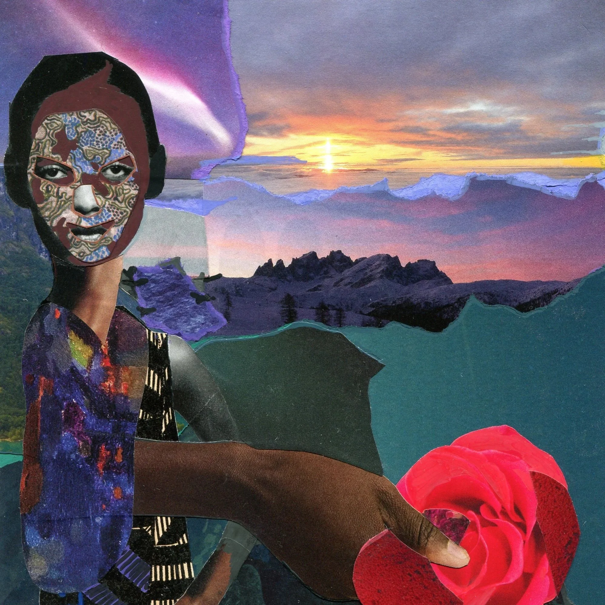 Title: The Rose (2026) 
Dimensions: 6.50 x 9.75 in. 
Medium: Mixed media collage on paper.
