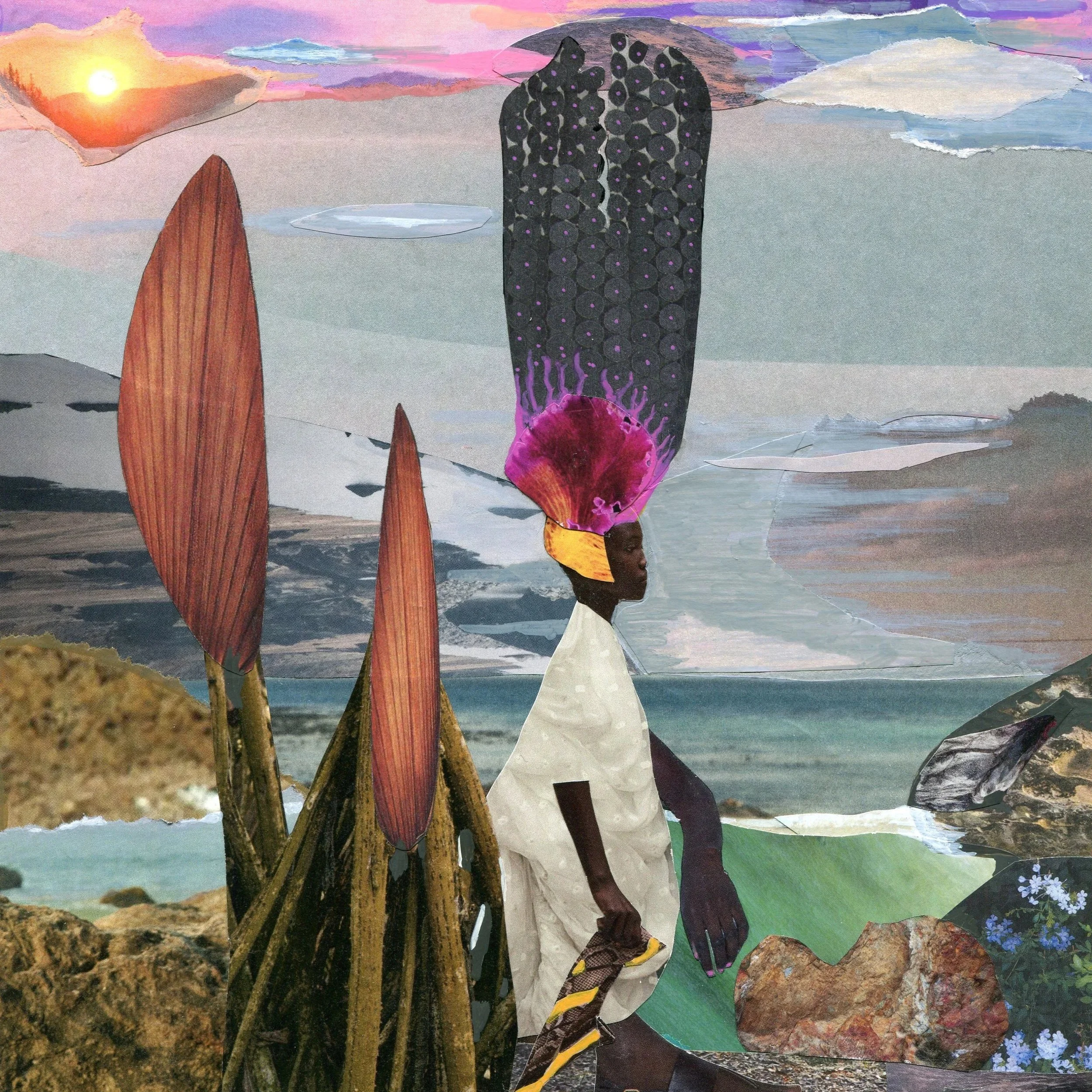 Title: The Oral Historian (2026) Dimensions: 8.5 x 11.5 in. Medium: Mixed media collage on paper.
