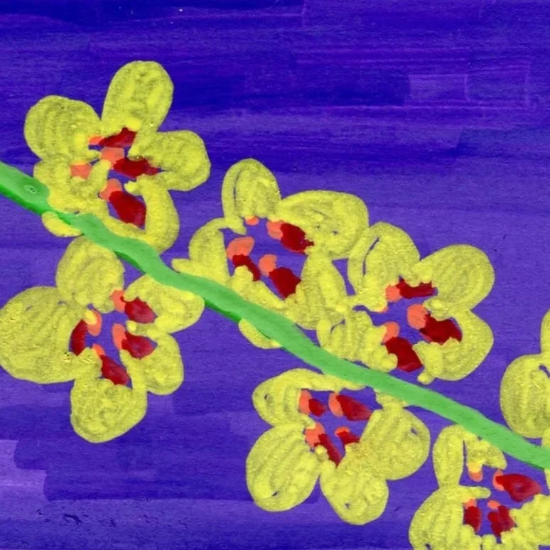 Title: Day 46: dark mullein (2026) Dimensions: 4 x 6 in. Medium: Ink and acrylic in sketchbook.