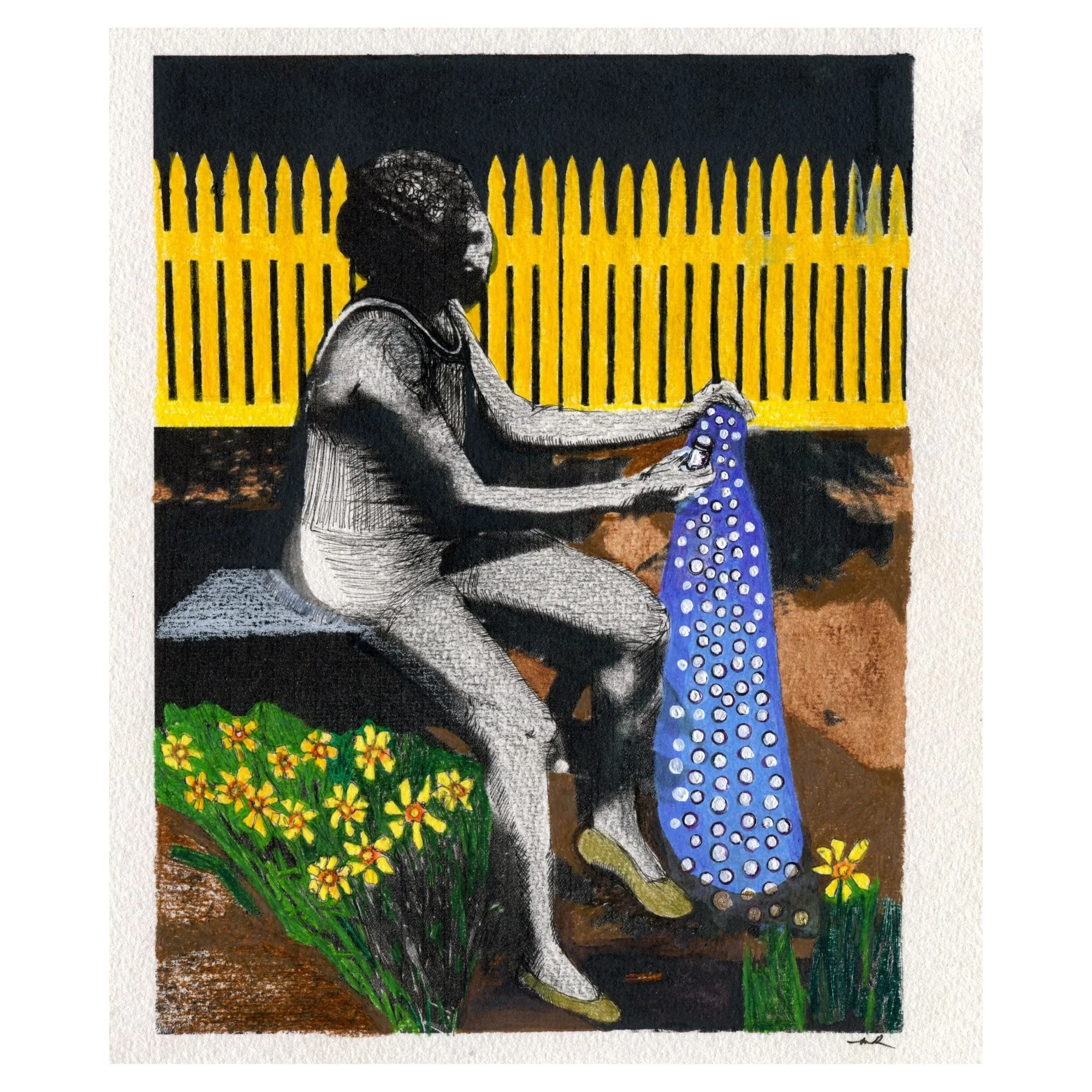 Title: Medical Menopause A: Anastrozole (2024).
Dimensions: 8.5 x 7.5 in.
Medium: Mixed media on paper.