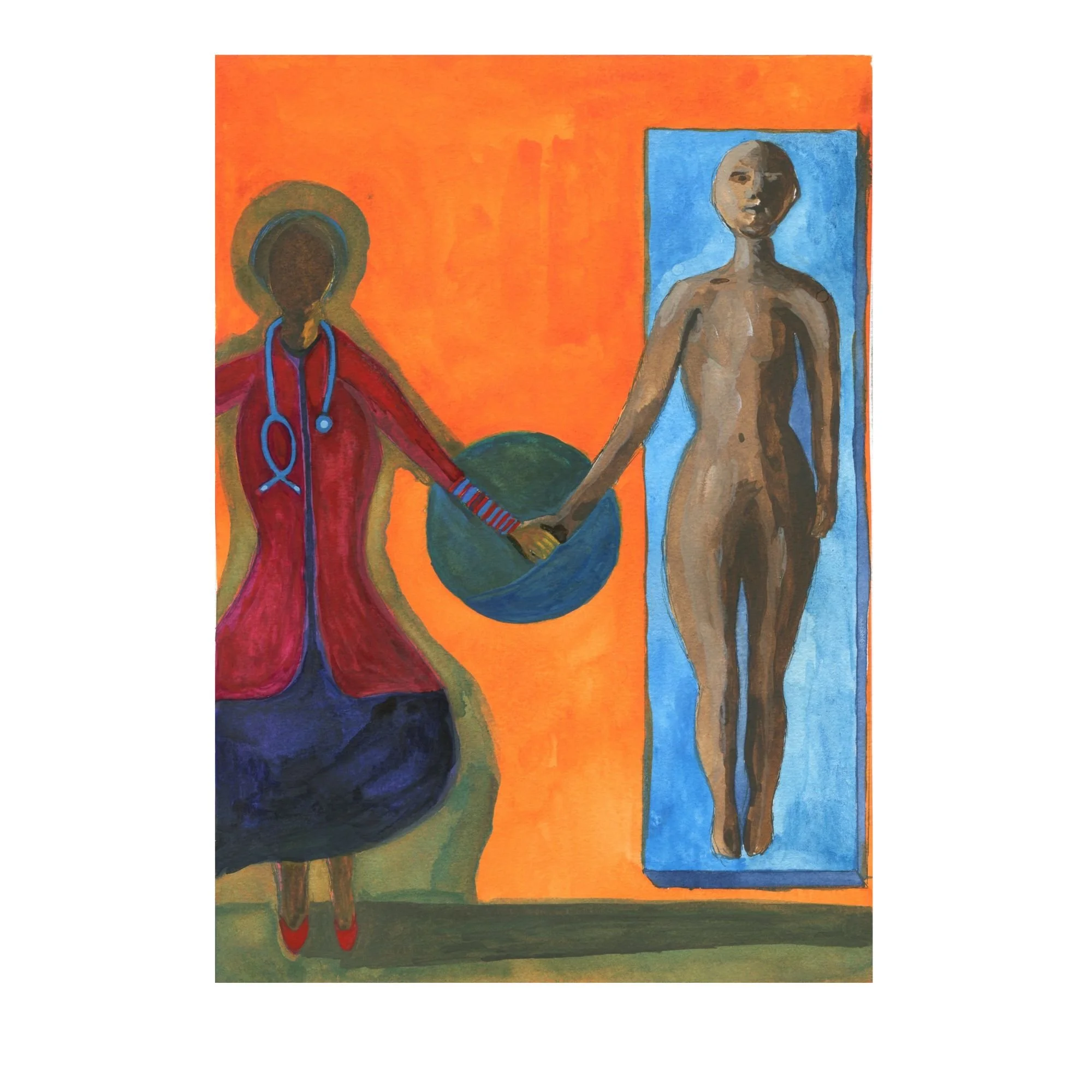 Title: The Surgeon (2024).
Dimensions: 10 x 7 in.
Medium: Ink and watercolor on paper