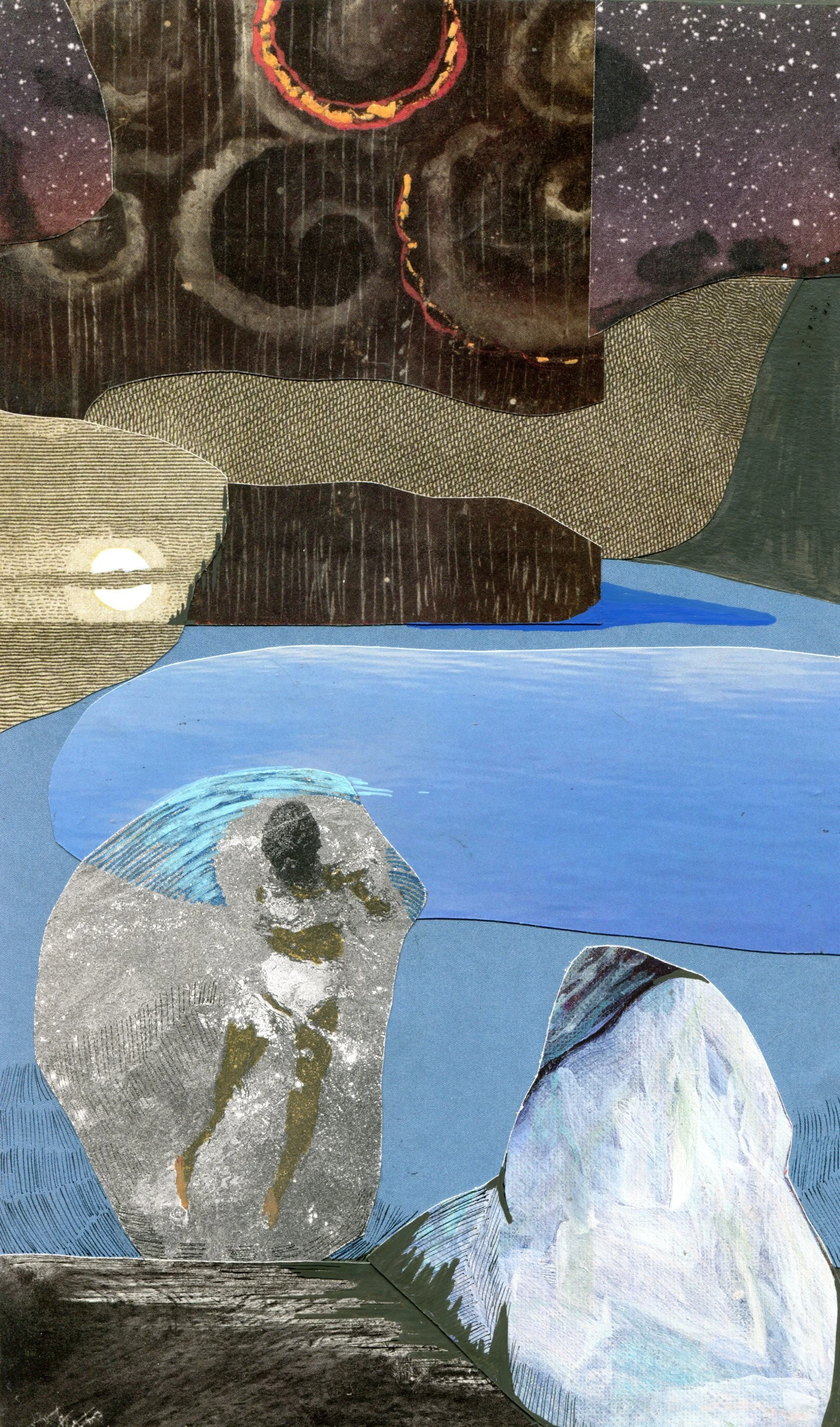 Title: Winter Solstice (2025) Dimensions: 5.75 x 9.75 in. Medium: Mixed media on paper.