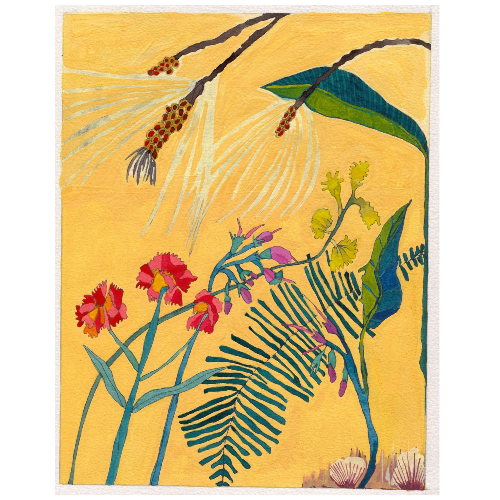 Title:  Novel Botanical 4 (2024)
Dimensions: 8 x 10 in.
Medium: Watercolor, gouache and ink on paper