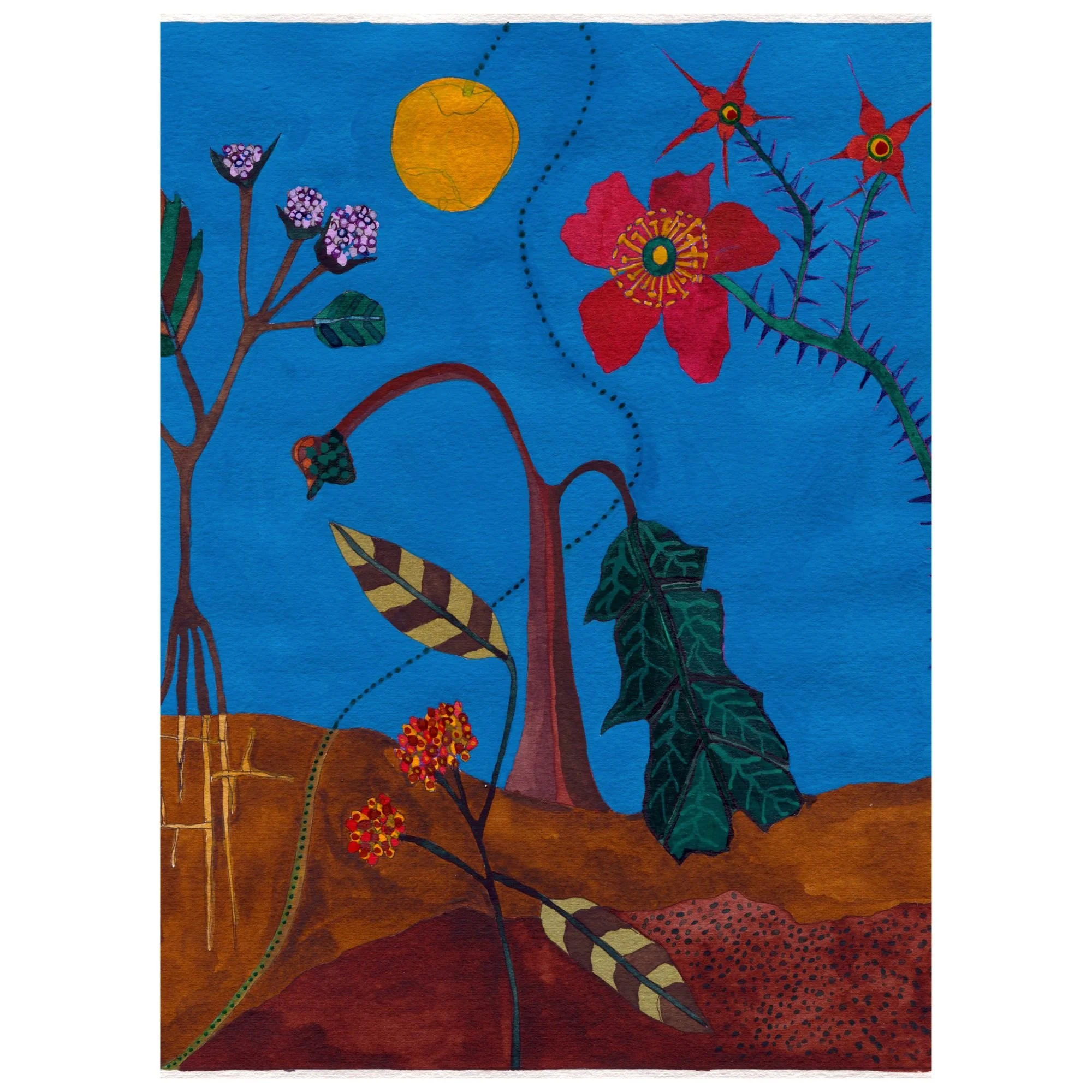 Title:  Novel Botanical 7 (2024)
Dimensions: 8 x 10 in.
Medium: Watercolor, gouache and ink on paper