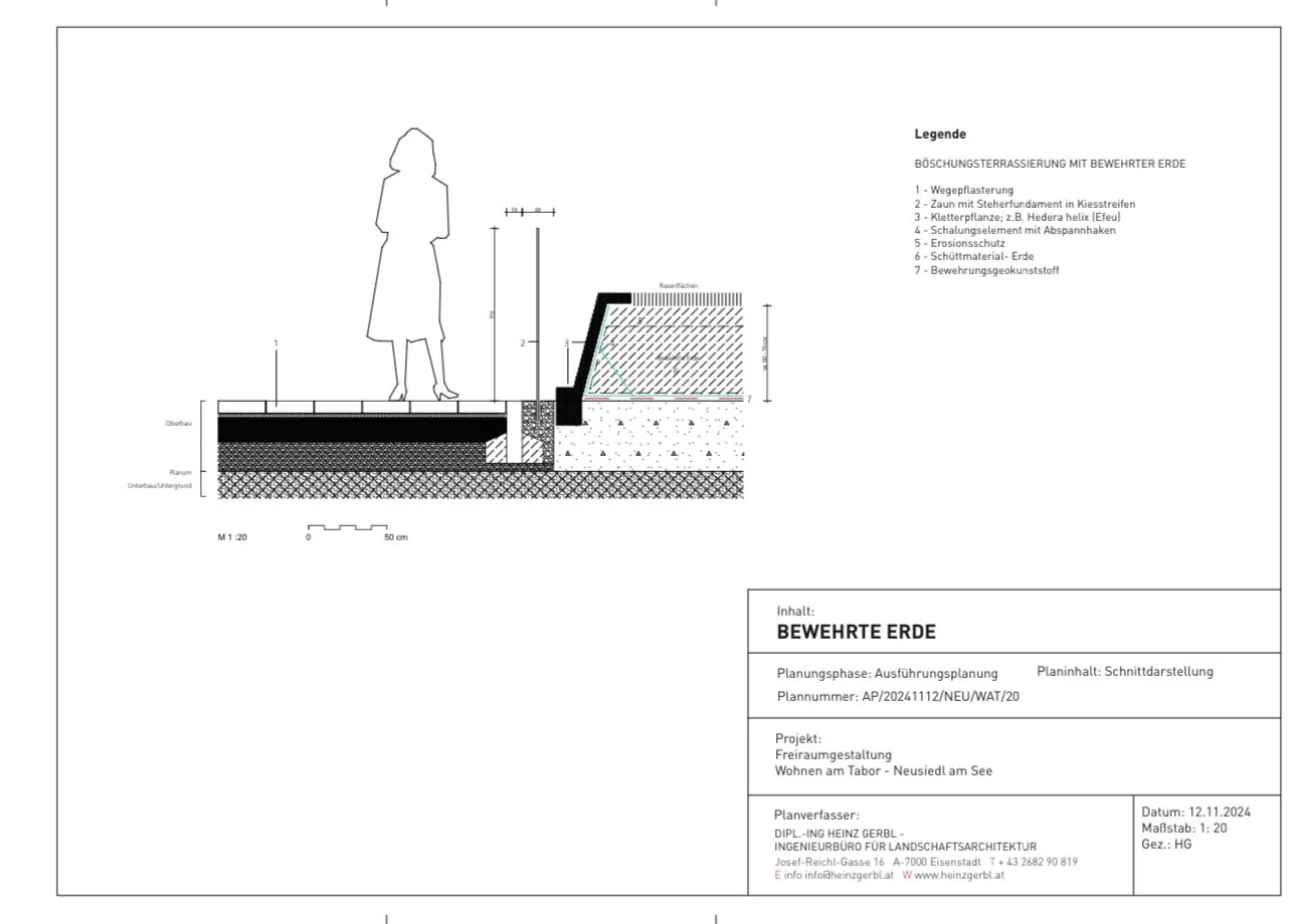  Wohnen am Tabor | Neusiedl am See | Ausführungsplanung | Leitdetail “Bewehrte Erde” 